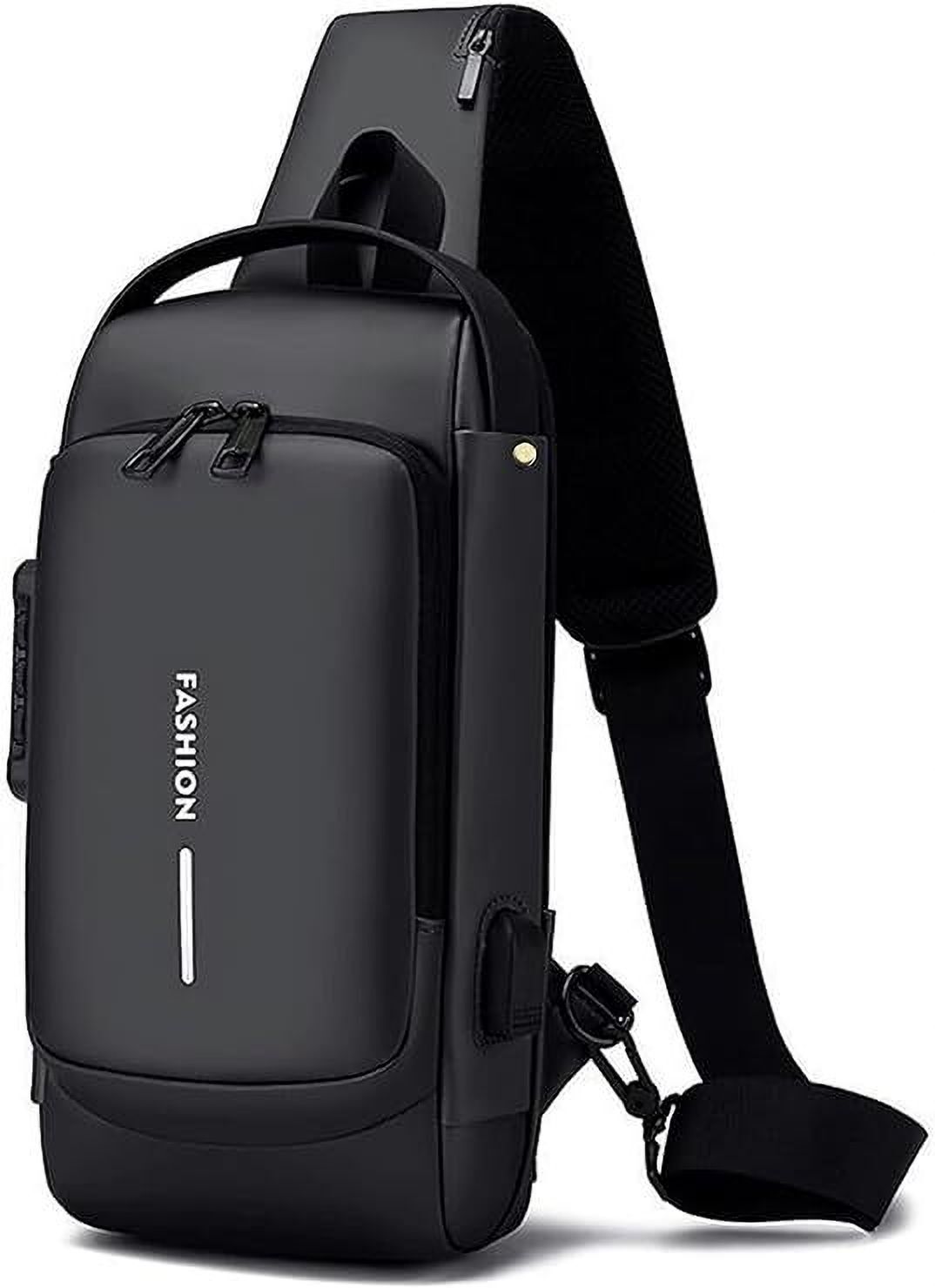 Black Men & Women Sling Bag Waterproof Anti-Theft Crossbody Fashion Bag for Men Travel & Shoulder Use