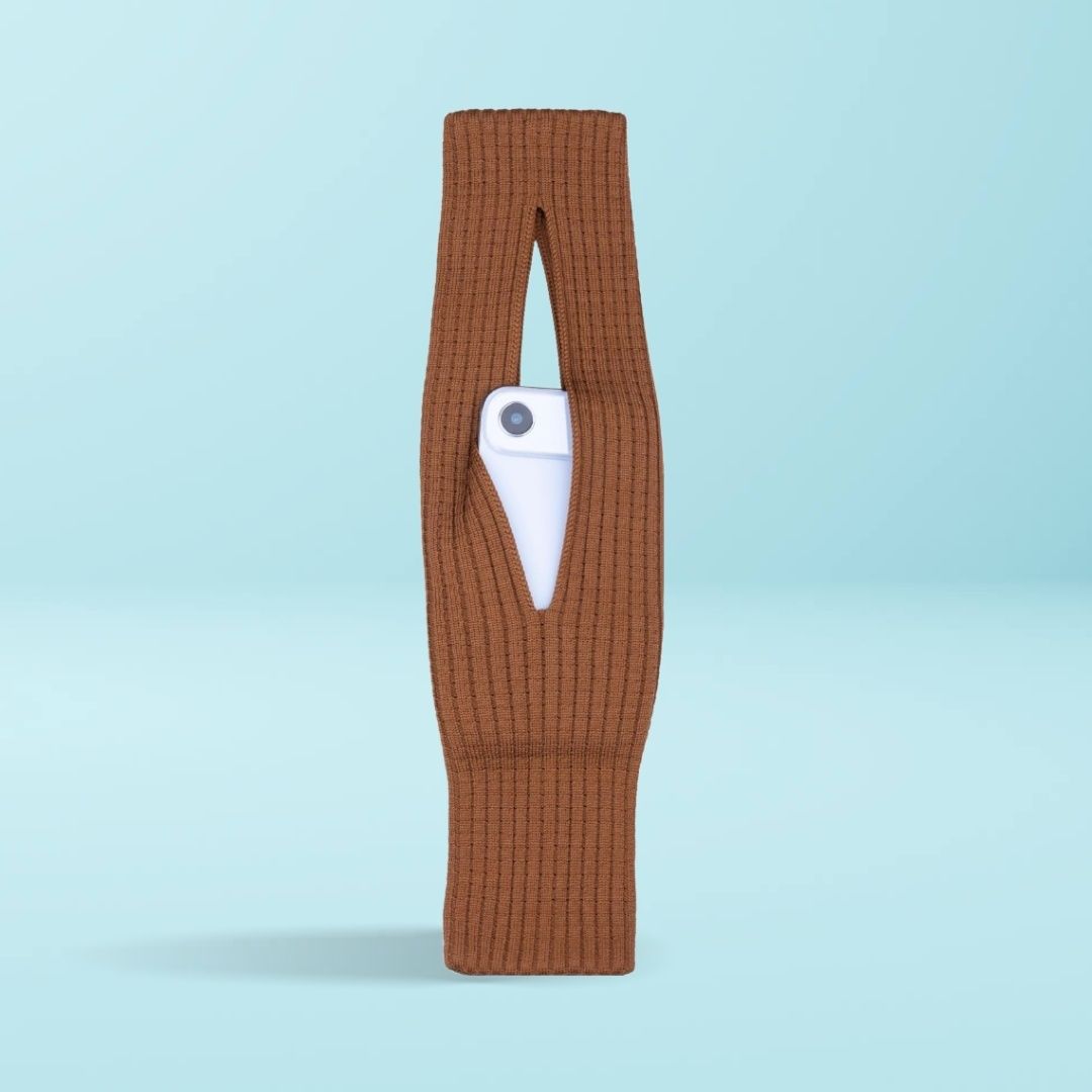 Brown Men & Women Sling Bag Mobile Phone Pocket 3D Knitted Scarf Phone Holder Sleeve, Unisex,Size (40cm) S02-image-14