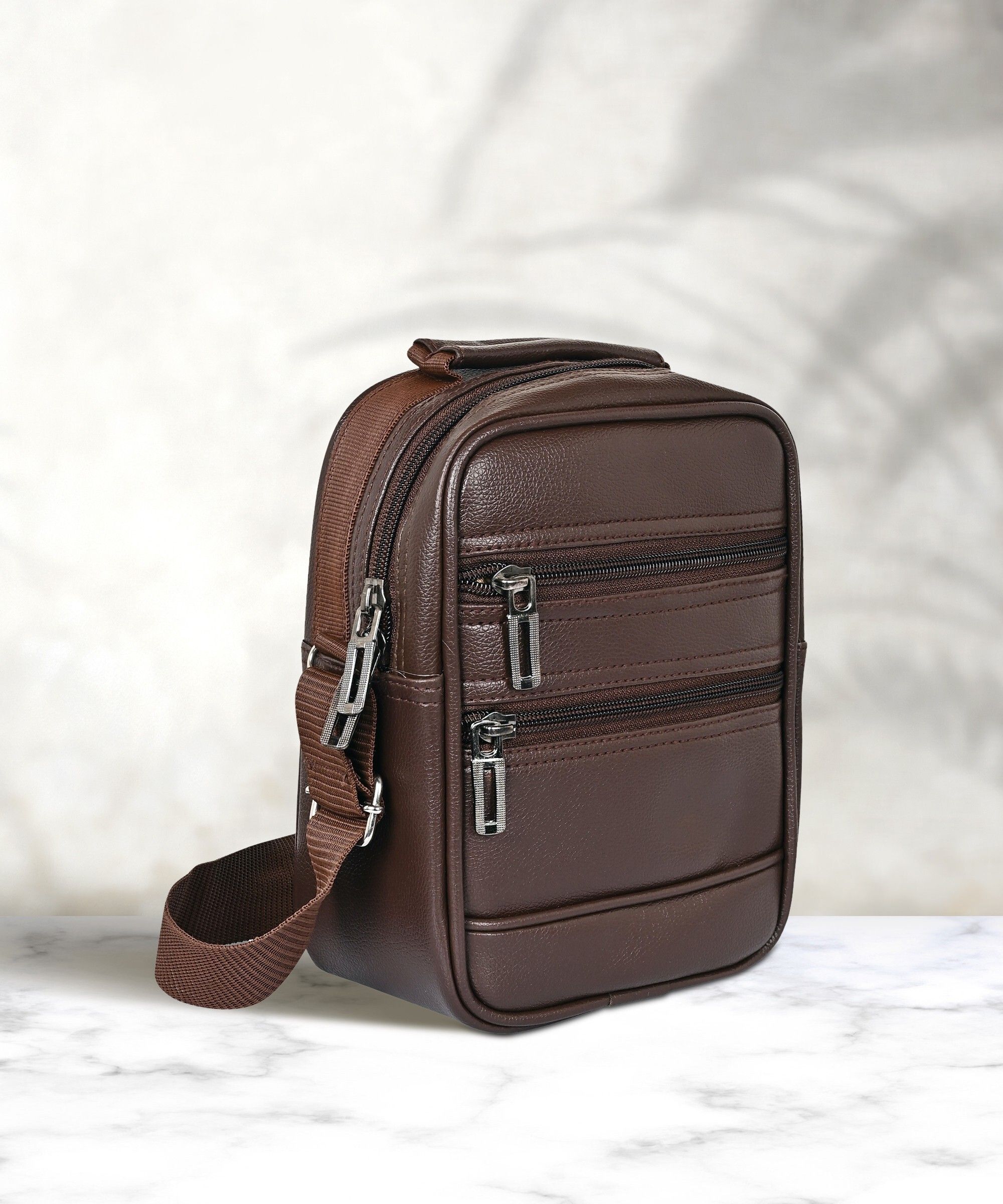 Brown Men Sling Bag - Medium Tourister Medium Chest Sling Bag for Men Travel |crossbody bag for men women | Cash Bag | Business Side Messenger Bags | travel sling bags boys girls | Corporate Gift item for Men ( Father, Husband, Friend) | Small Hiking Trekking Travelling Passport Document Sling Pouch | Bike bags waterproof.-image-15