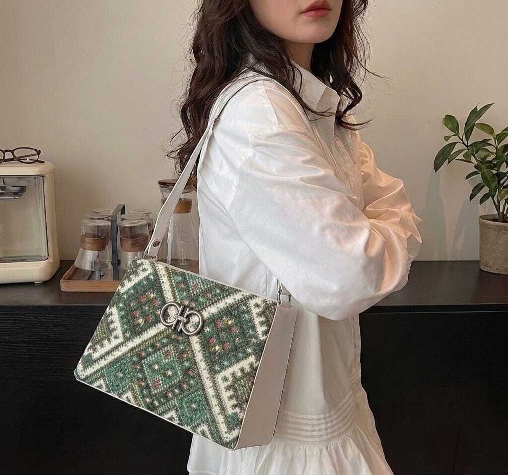 Green Women Shoulder Bag Premium Printed Tote Handbag | Handbag-image-5
