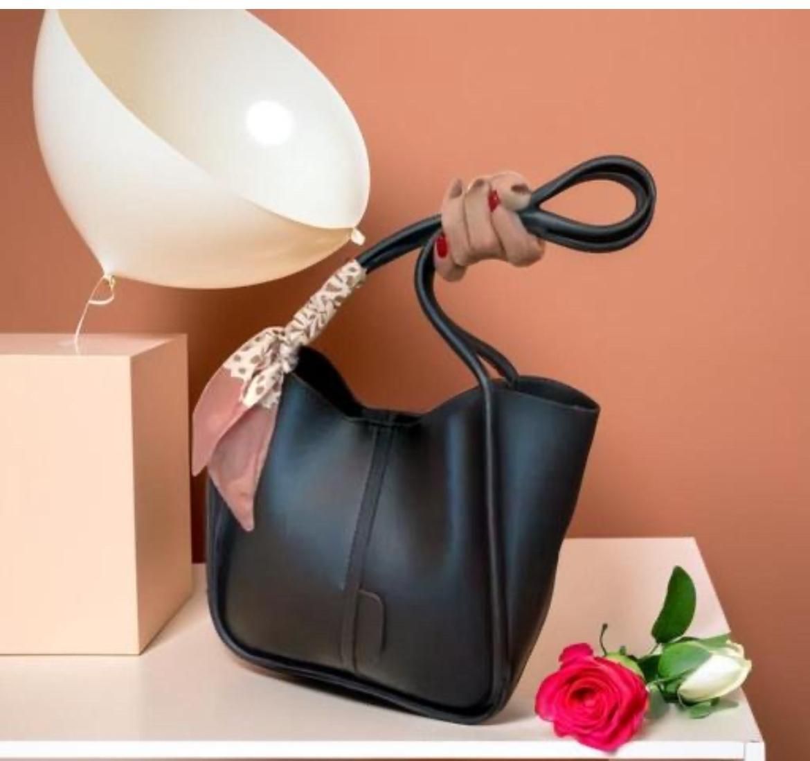 Black Women Shoulder Bag RIbbon Contrast-image-20