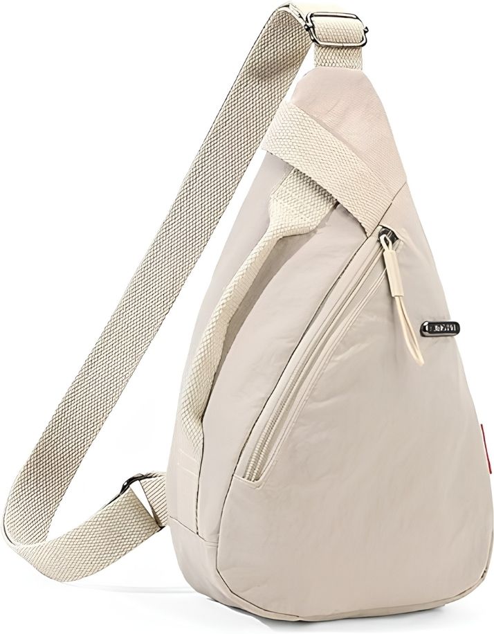 Beige Men & Women Sling Bag Nylon Chest Sling Bag for Men & Women | Lightweight Crossbody Bag-image-45