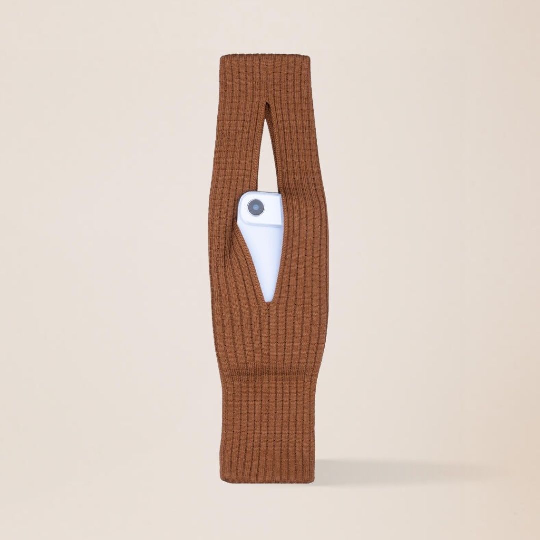 Brown Men & Women Sling Bag Mobile Phone Pocket 3D Knitted Scarf Phone Holder Sleeve, Unisex,Size (40cm) S48-image-45