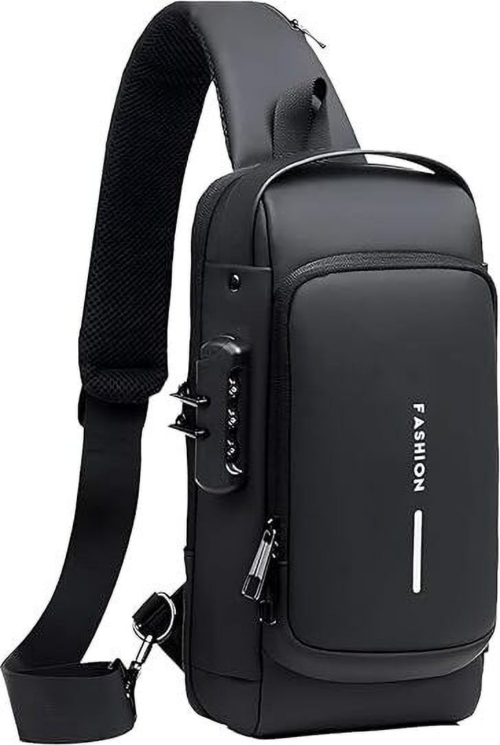 lifeindia Black Men Shoulder Bag Sling Bag for Men – Stylish Crossbody Backpack with USB Charging Port-picture-10