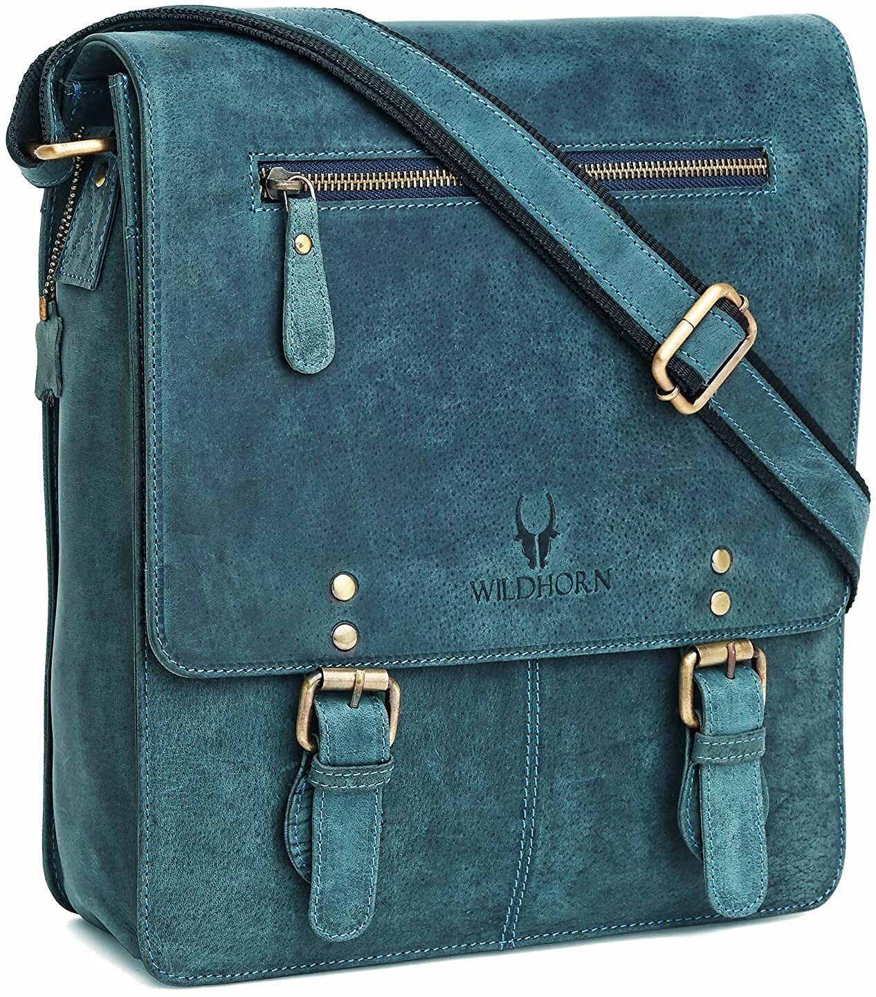 Blue Men Messenger Bag - Medium Leather Messenger Bag for Men-image-17