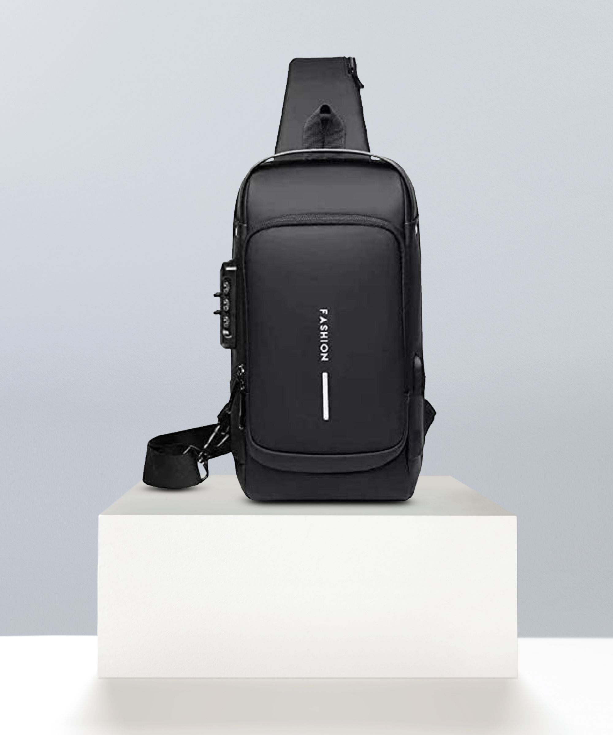 Black Men & Women Shoulder Bag Sling Bag Business Men Bag Chest Crossbody bags with USB Charging Port-image-32