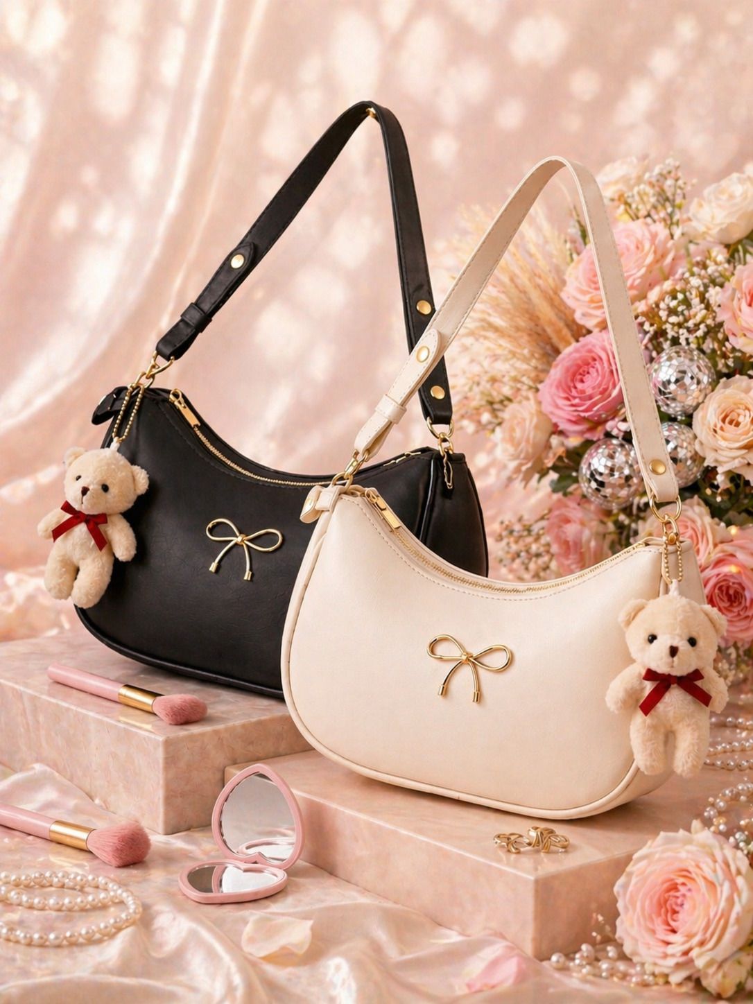 Black, Beige Women Sling Bag Combo Sling bag for women fancy white ladies purse-image-43
