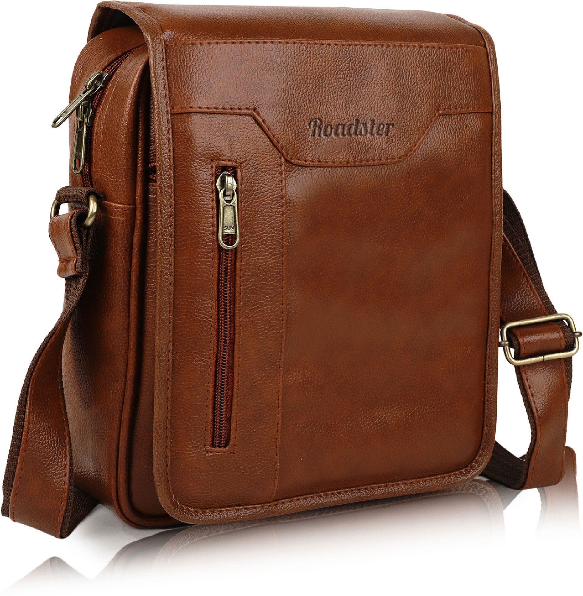 Tan Men & Women Sling Bag Vegan Leather sling bag for men-image-46