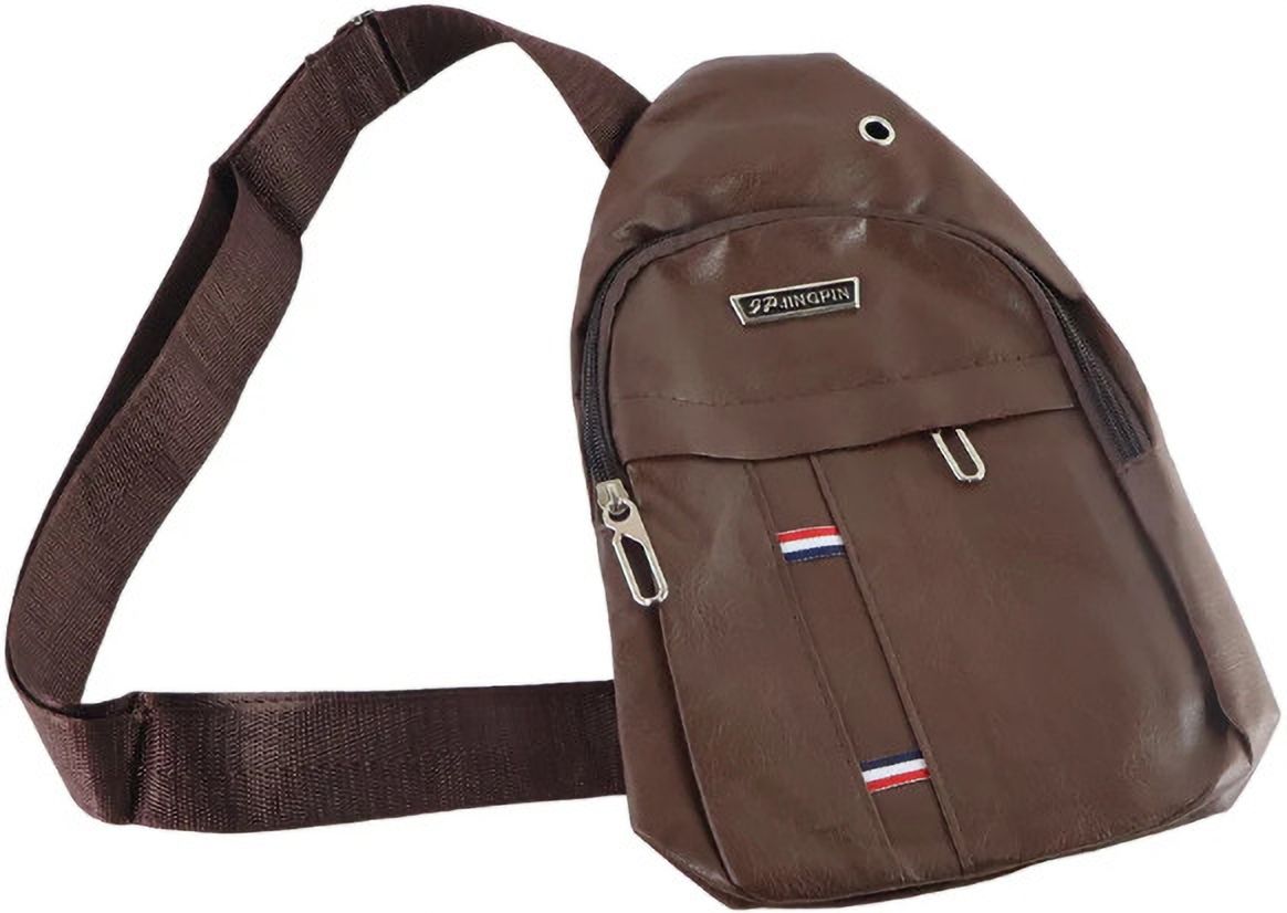 Brown Men & Women Sling Bag Sling Bag Leatherette Chest Crossbody Travel Shoulder Bag Brown