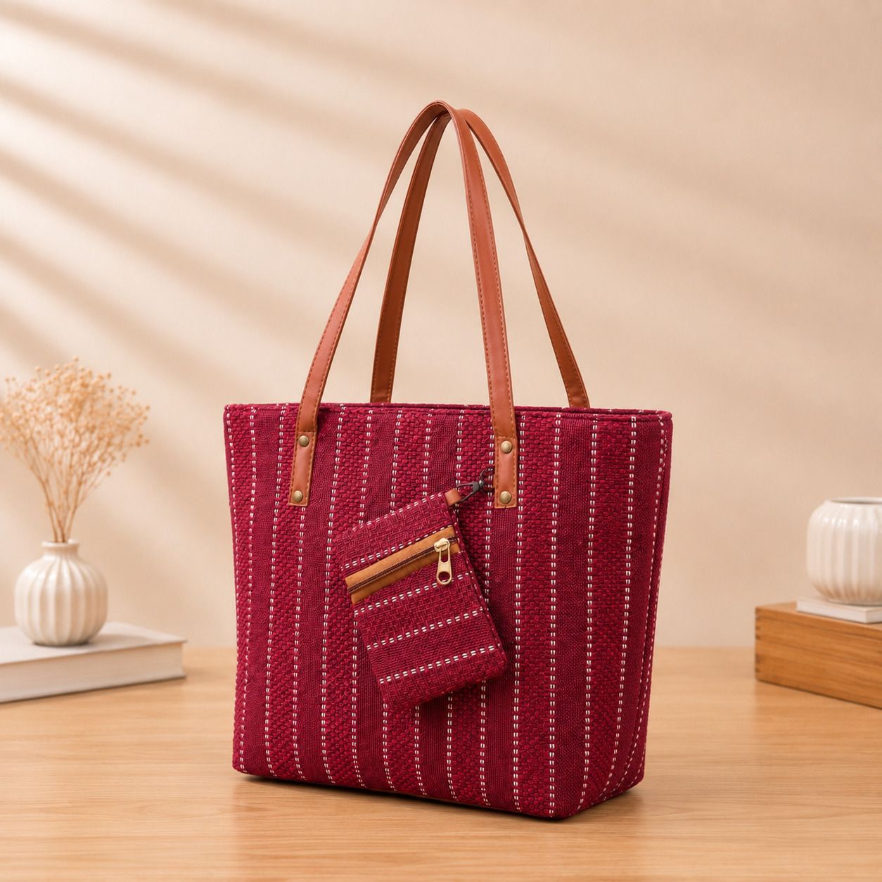 cherry kat Women Maroon Tote-picture-11