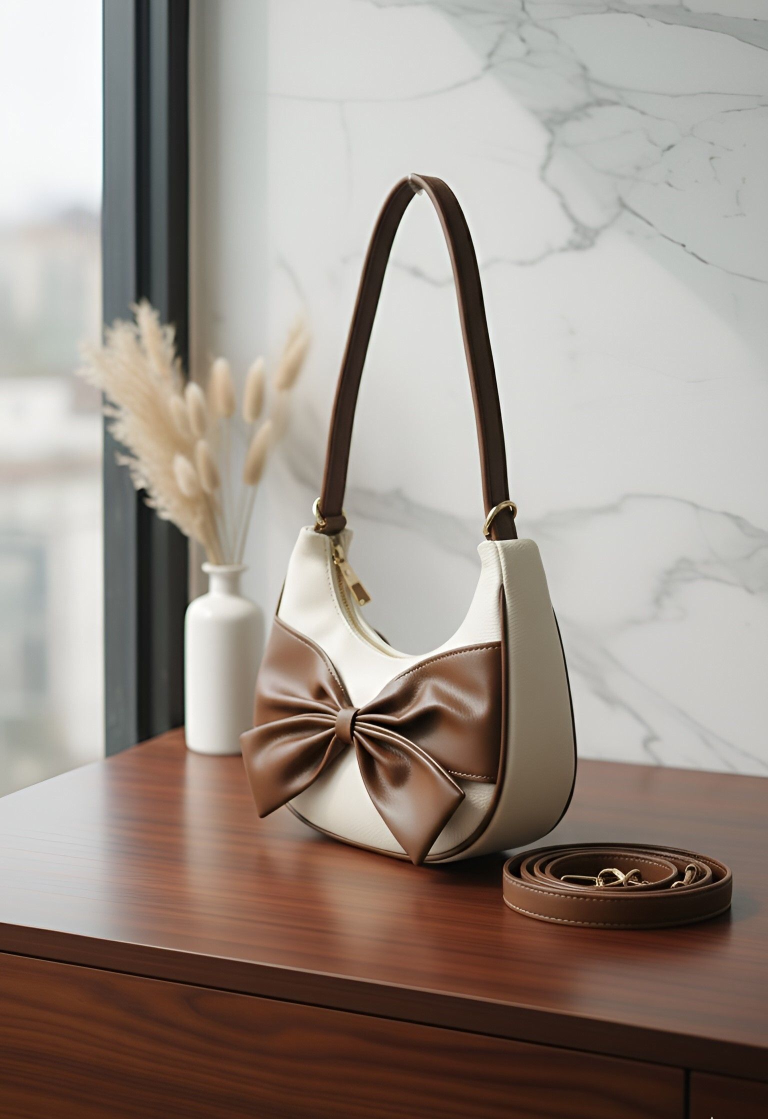 Brown Women Sling Bag Luxury Bow Handbag for Women | Party & Office Bag-image-37