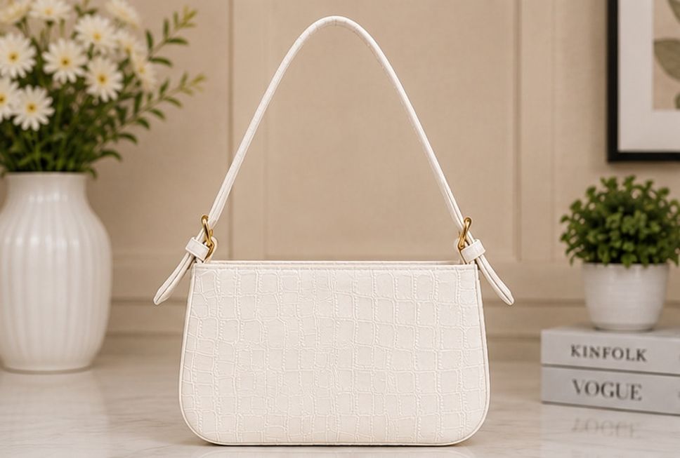 White Women Shoulder Bag Luna Croc Shoulder Bag-image-47