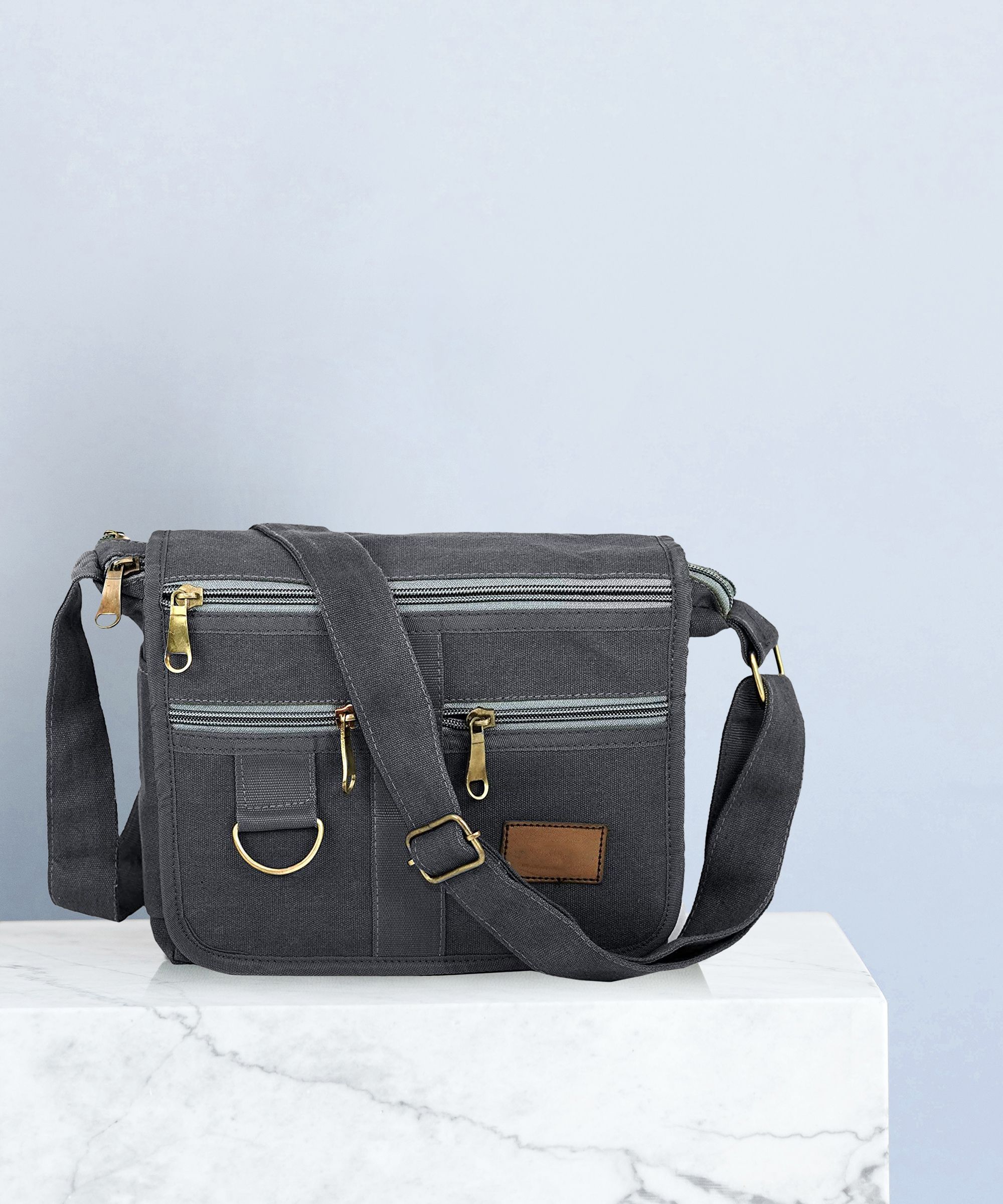 storite Grey Men Sling Bag Cross body Mens Sling Messenger Bag for Travel Office Business-picture-15