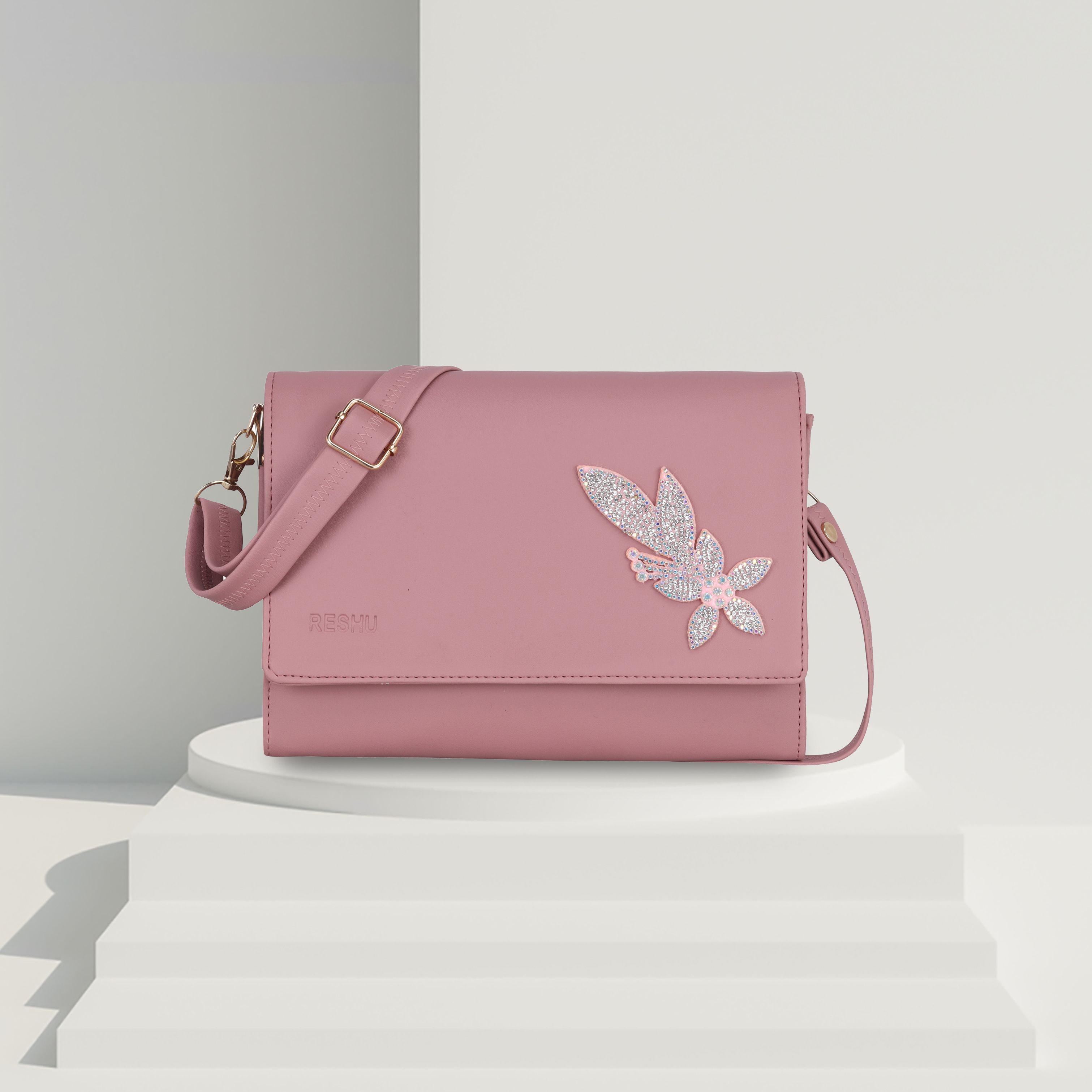 Pink Women Sling Bag women,s sling cross-body bags with adjustable shoulder straps and 4 pocket |