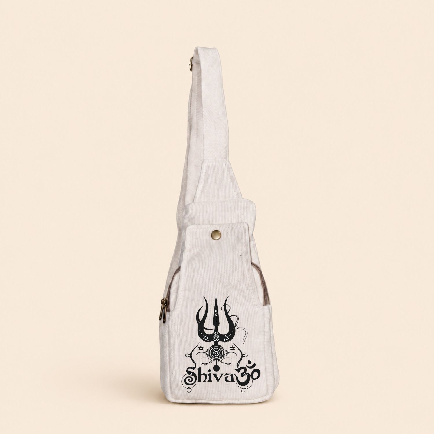 White Men & Women Sling Bag Shiva Print Crossbody Sling Bag 12x7 Inch | Multi Zip Shoulder Bag-image-15