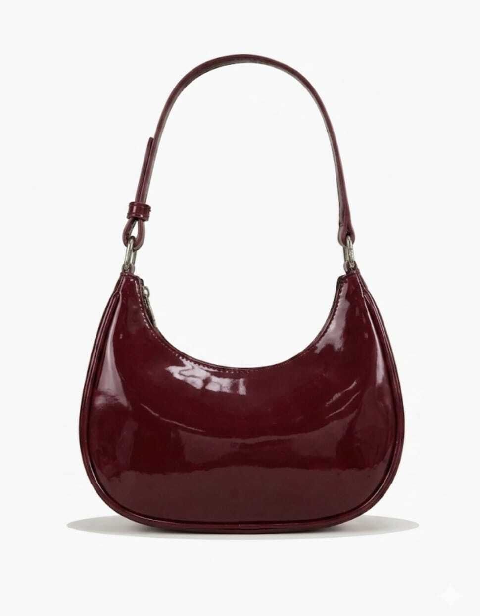 Maroon Women Sling Bag Women's Black Glossy Shoulder Hand Bag Stylish Everyday Fashion Hobo Purse Bag-image-20
