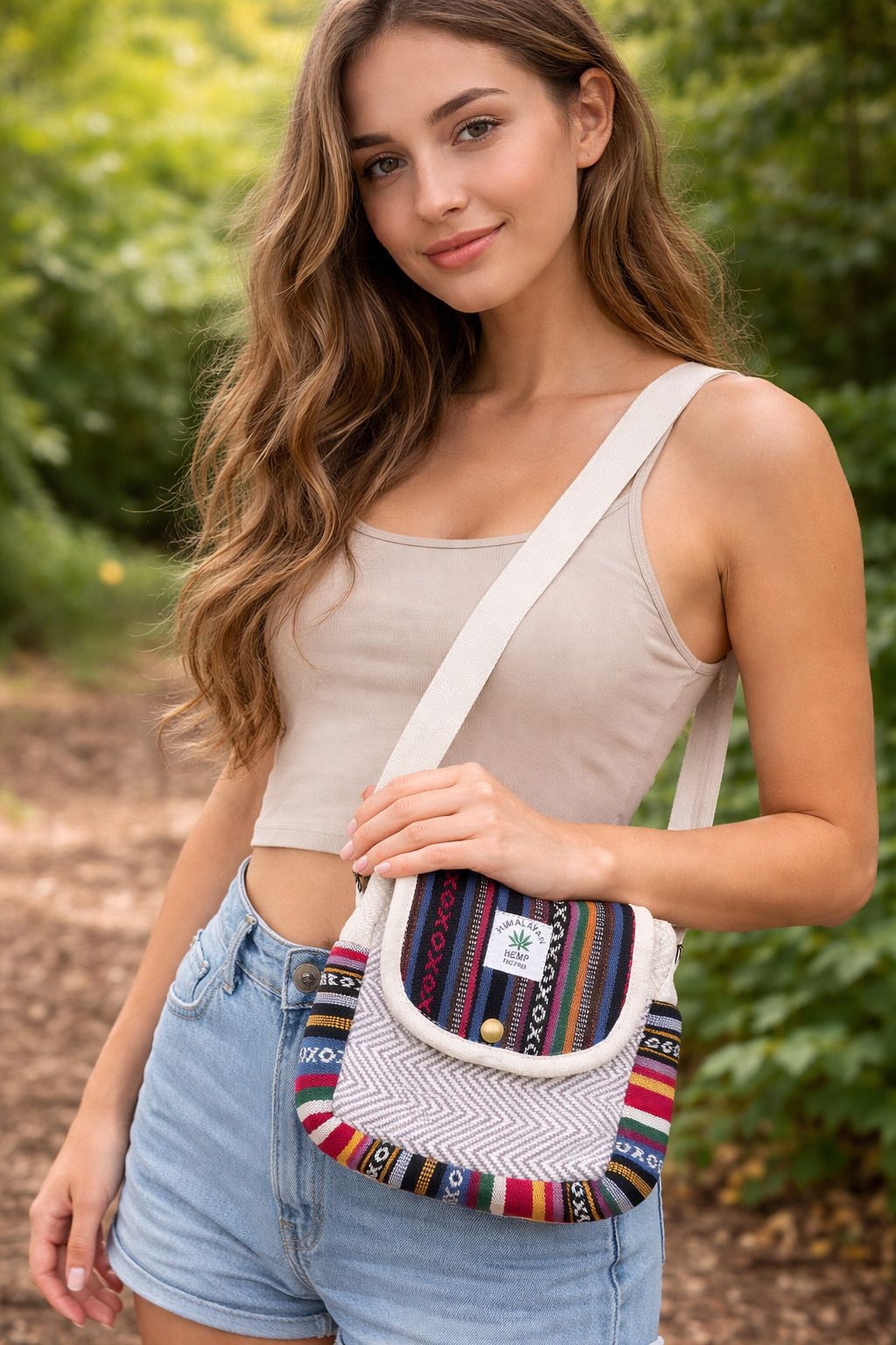 Multicolor Men & Women Sling Bag Natural Hemp Side Purse-image-6