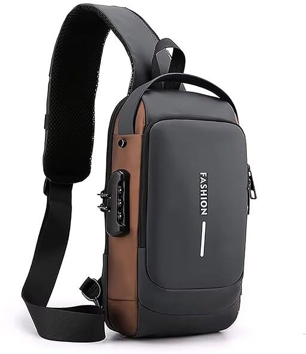 abtrix with ab Grey, Brown Men & Women Sling Bag Crossbody Sling Bag – Anti-Theft Chest Bag with USB Charging, Waterproof Bag-picture-27