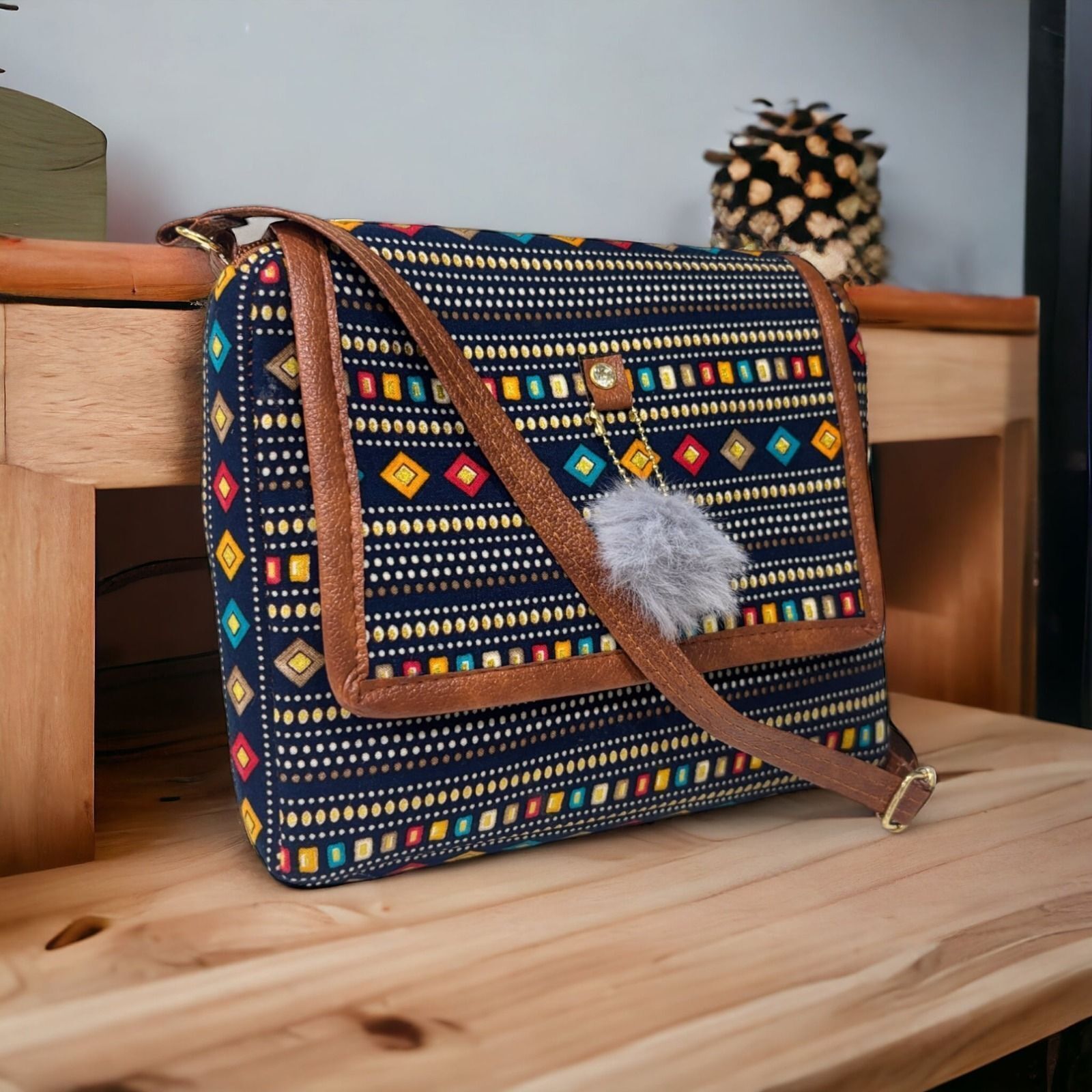 baxparrow Blue, Brown Men & Women Sling Bag newImported Fabric Vegan Leather Fashion Bags-picture-25
