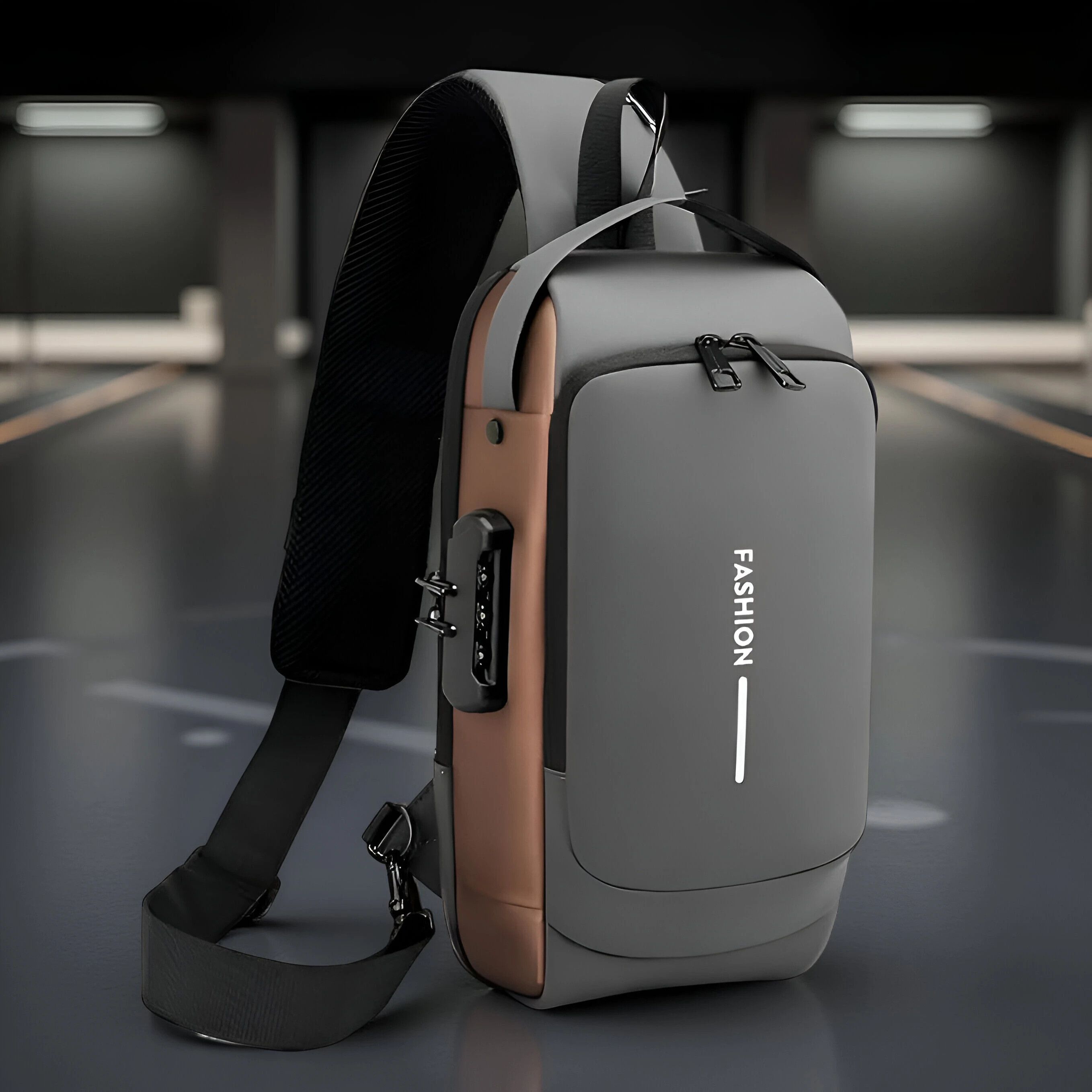 finifab Grey Men & Women Sling Bag Waterproof Anti-Theft Sling Bag | Crossbody Travel Bag with USB Port-picture-19