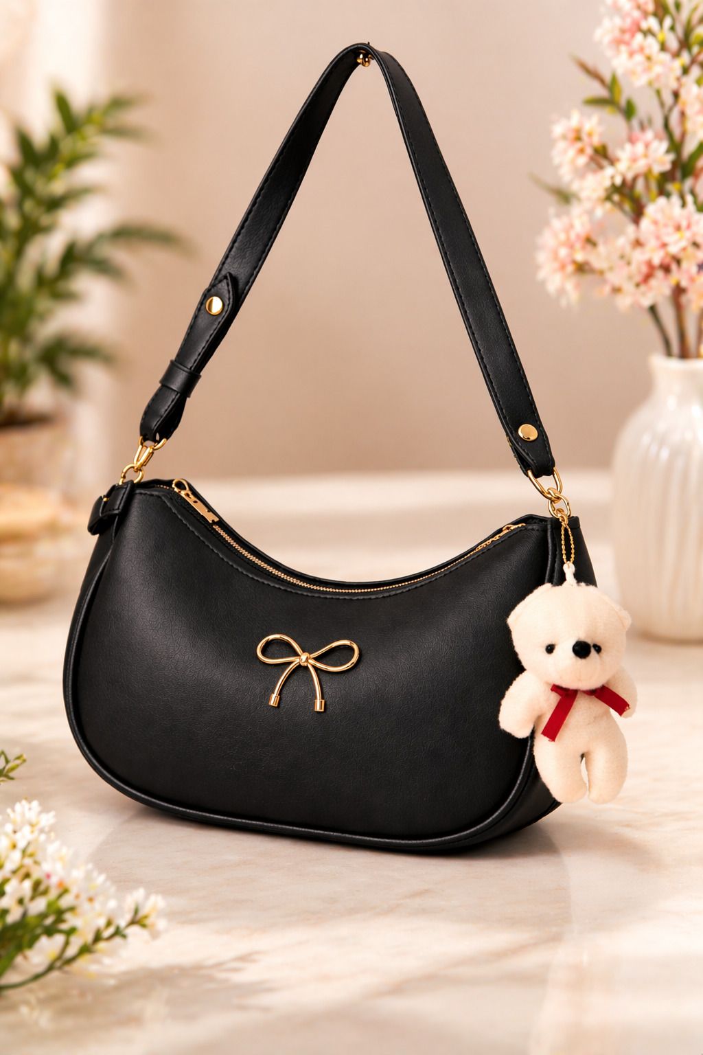 Black Women Shoulder Bag Sling bag for women fancy white ladies purse-image-14