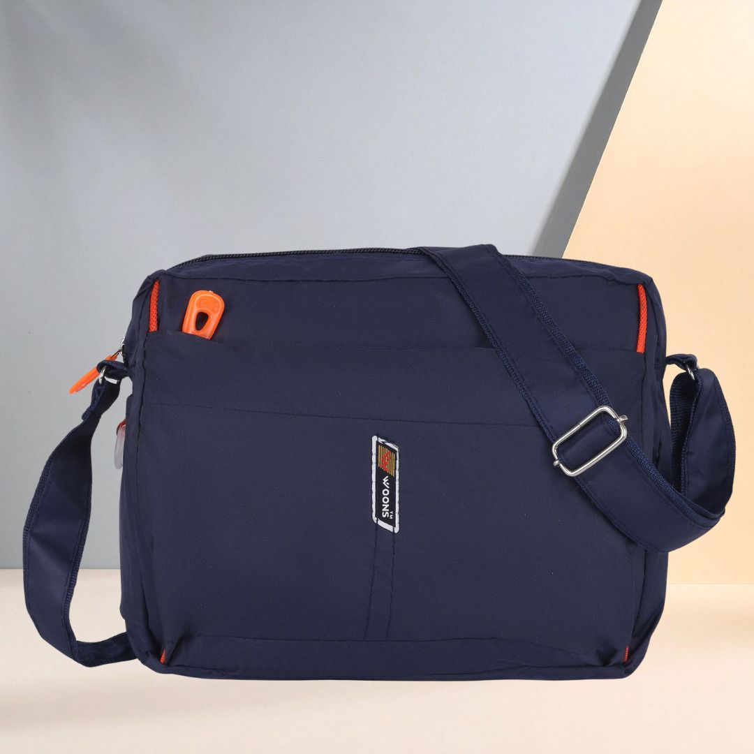 Blue Men & Women Sling Bag Waterproof AntiTheft Polyester Slim Leisure Travel Crossbody/Chest/Shoulder Bag-image-3