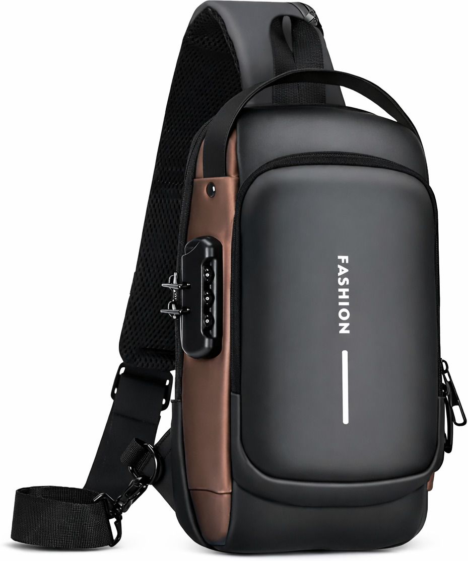 Black, Brown Men & Women Sling Bag Shoulder Bag Sling Bag for Men |Anti-theft Crossbody Bag USB PU Shoulder Bag-image-43