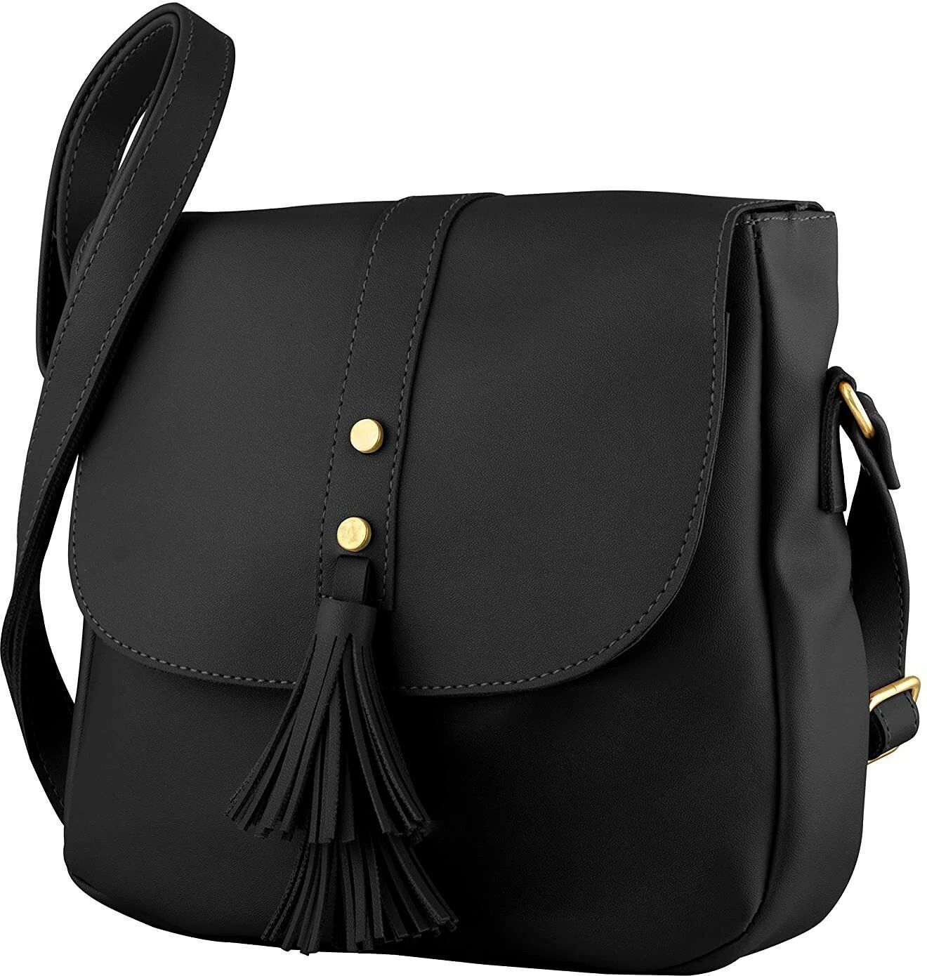 Black Women Sling Bag - Regular Size Stylish Elegant Latest Multi Pocket Sling Bag with Adjustable Strap for Women And Girls-image-17