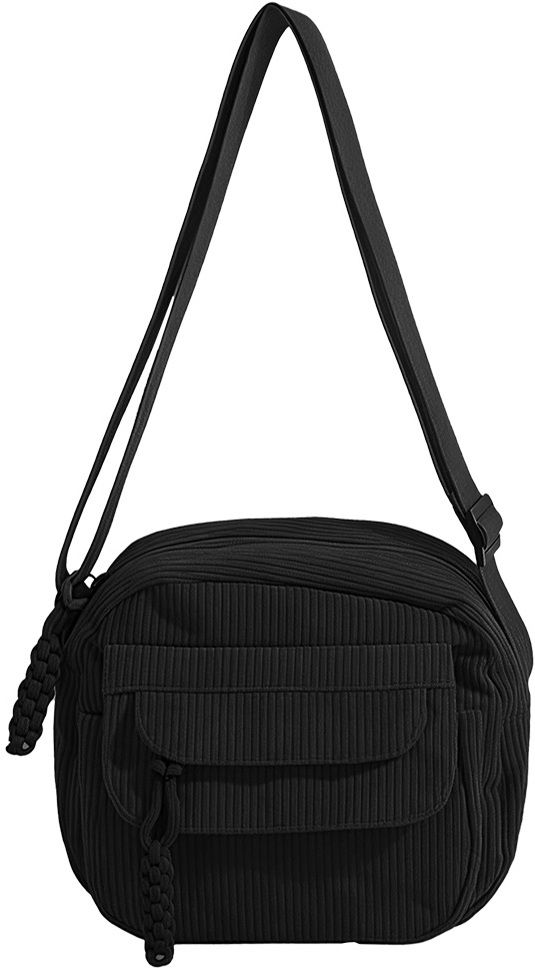 Black Women Sling Bag Small Corduroy Sling Bag for Women Mini Crossbody Purse with Pockets-image-33