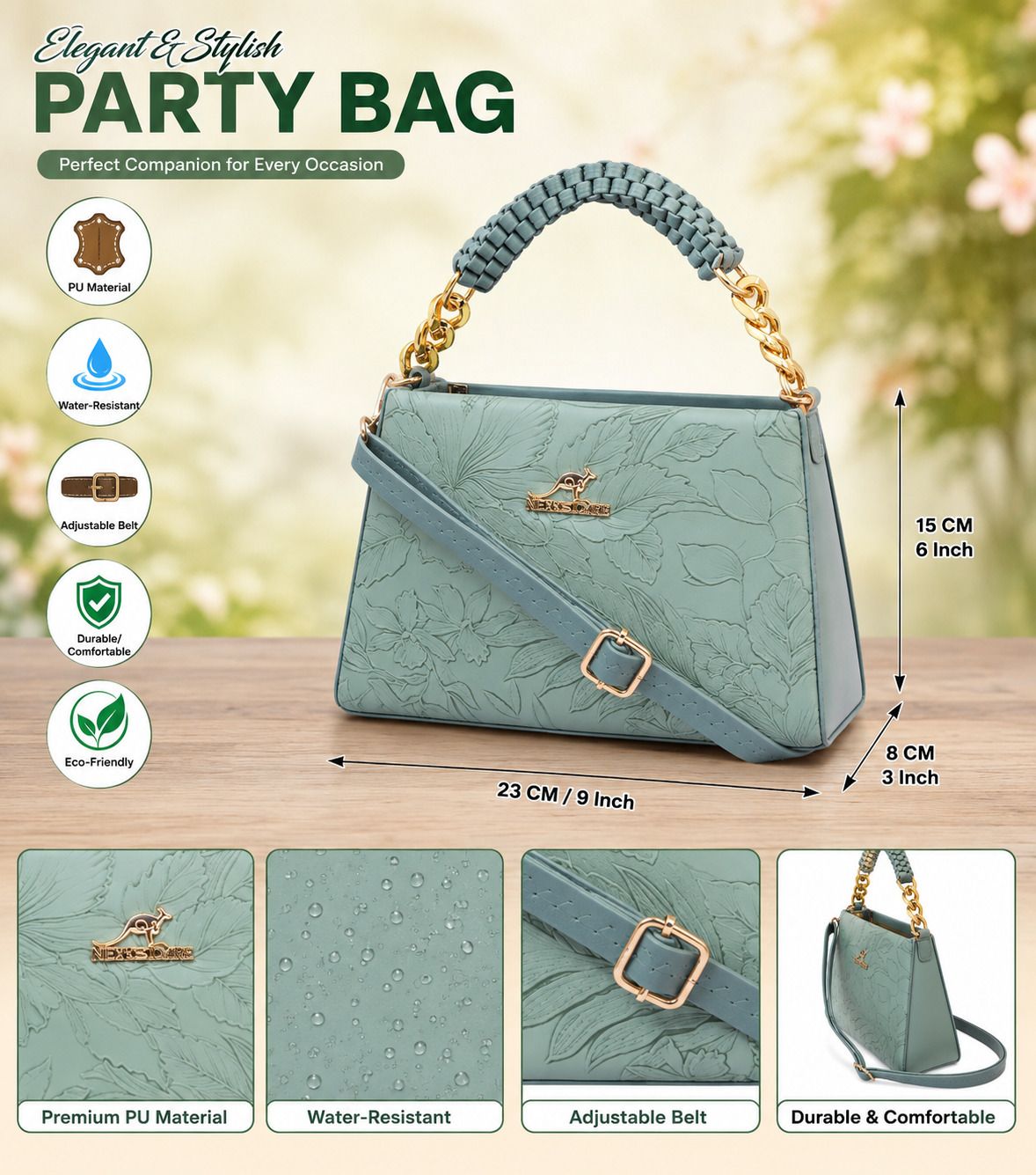 Green Women Sling Bag Stylish side bag for women branded crossbody party wear shoulder handbags-image-2