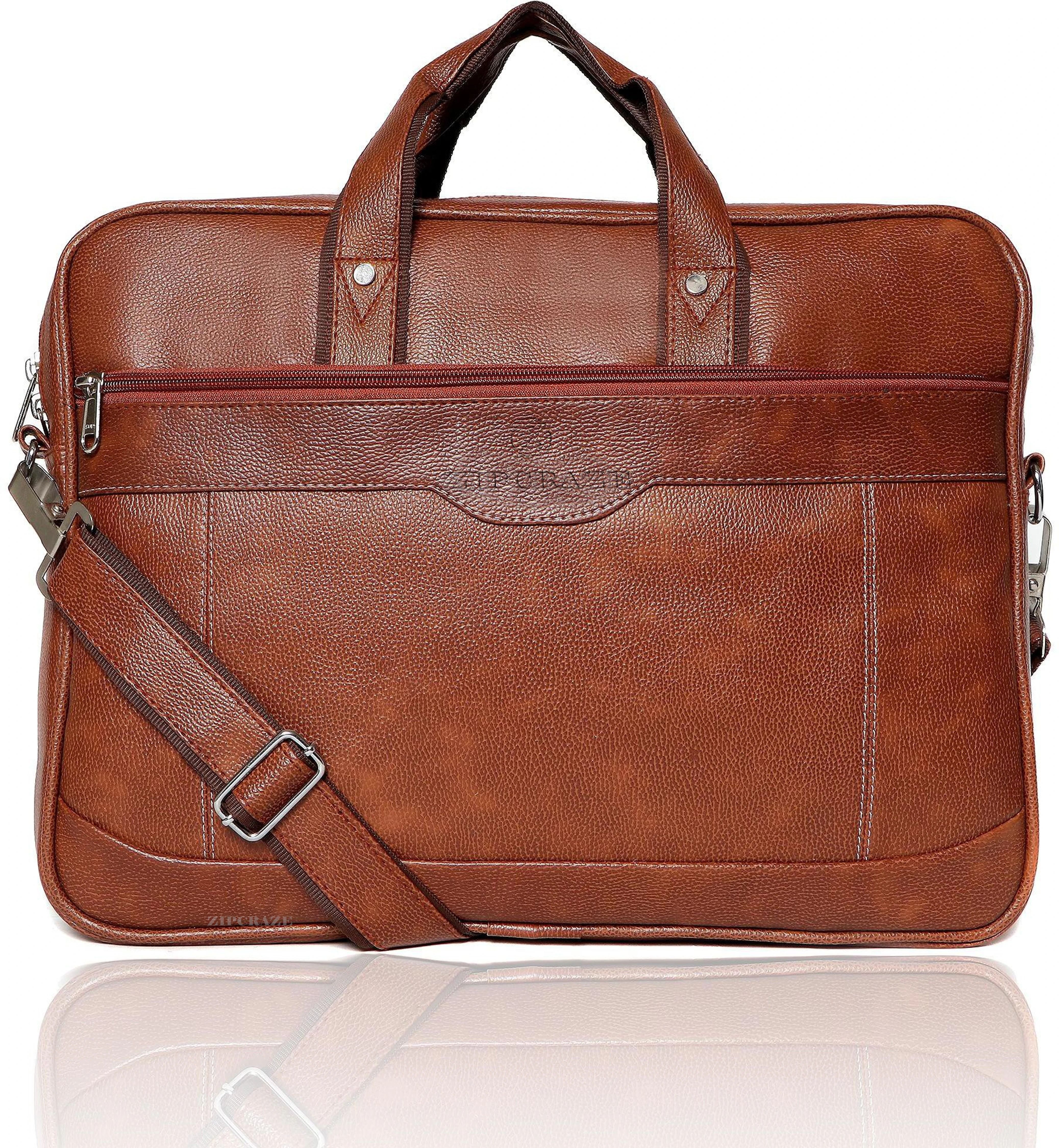 zipcraze Tan Men Shoulder Bag Leather Messenger Sling Bag for Men | Office Laptop Shoulder Bag-picture-36