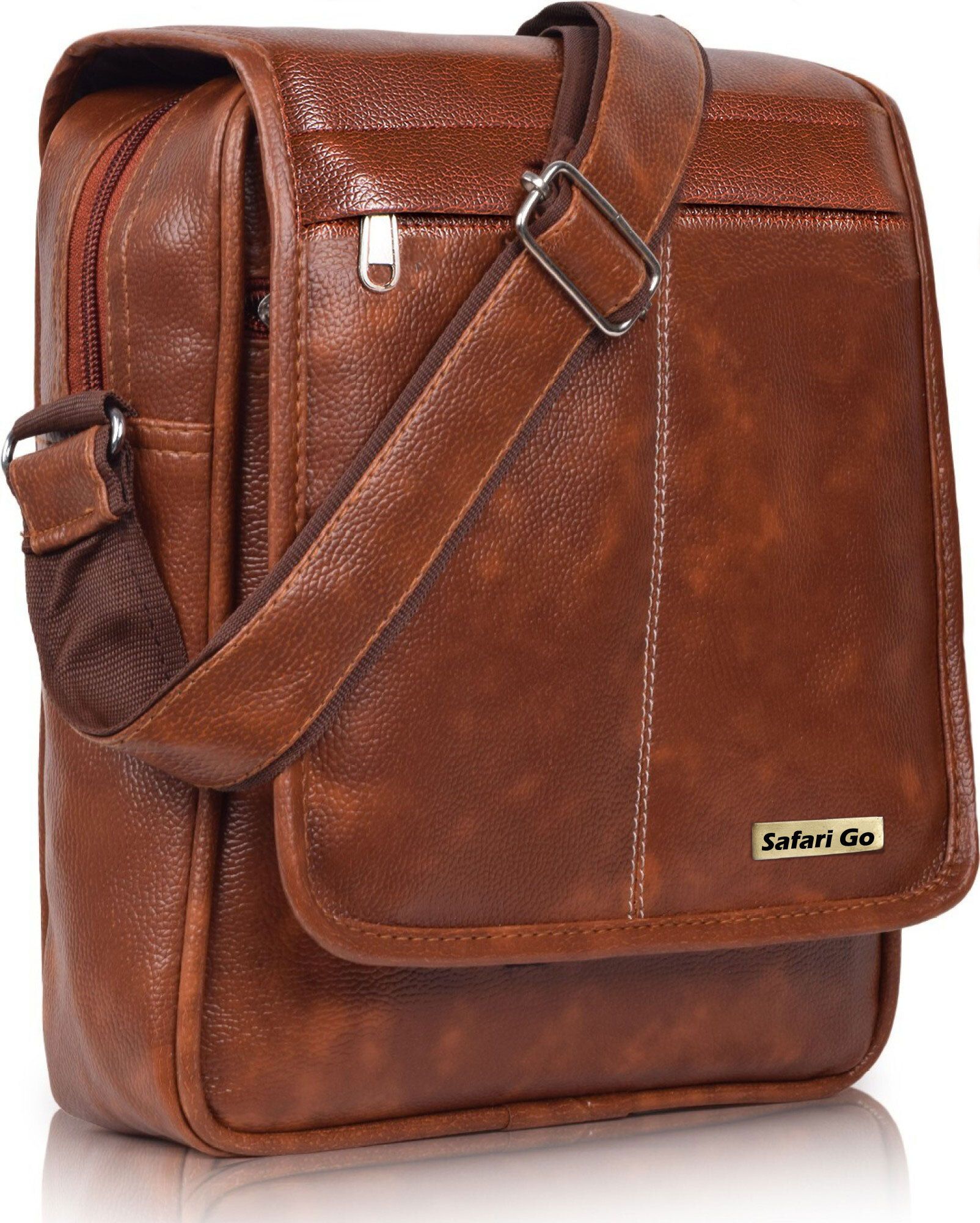 safarigo Tan Men Sling Bag Vegan Leather sling bag for men-picture-10