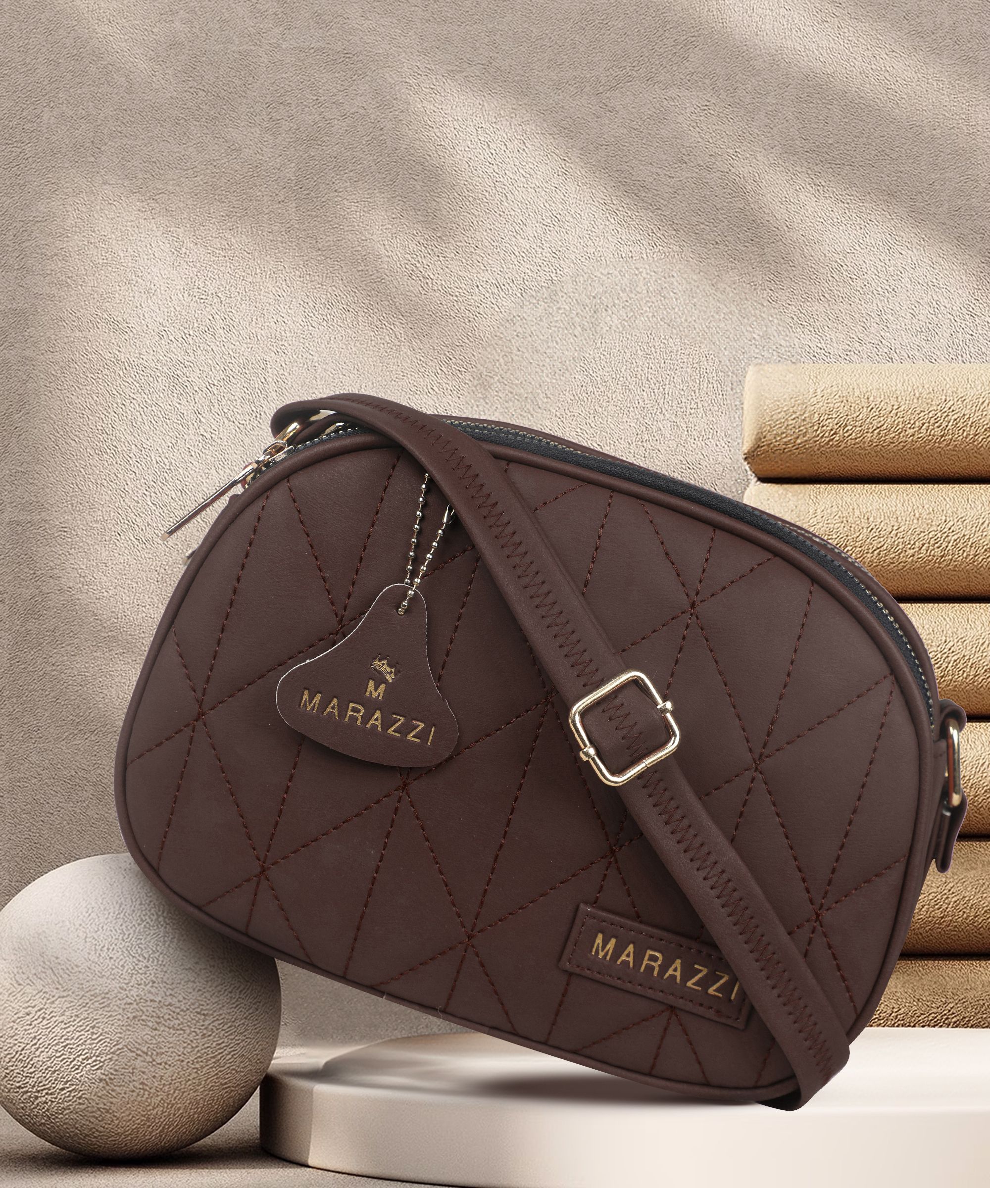 Brown Women Sling Bag 3 chain