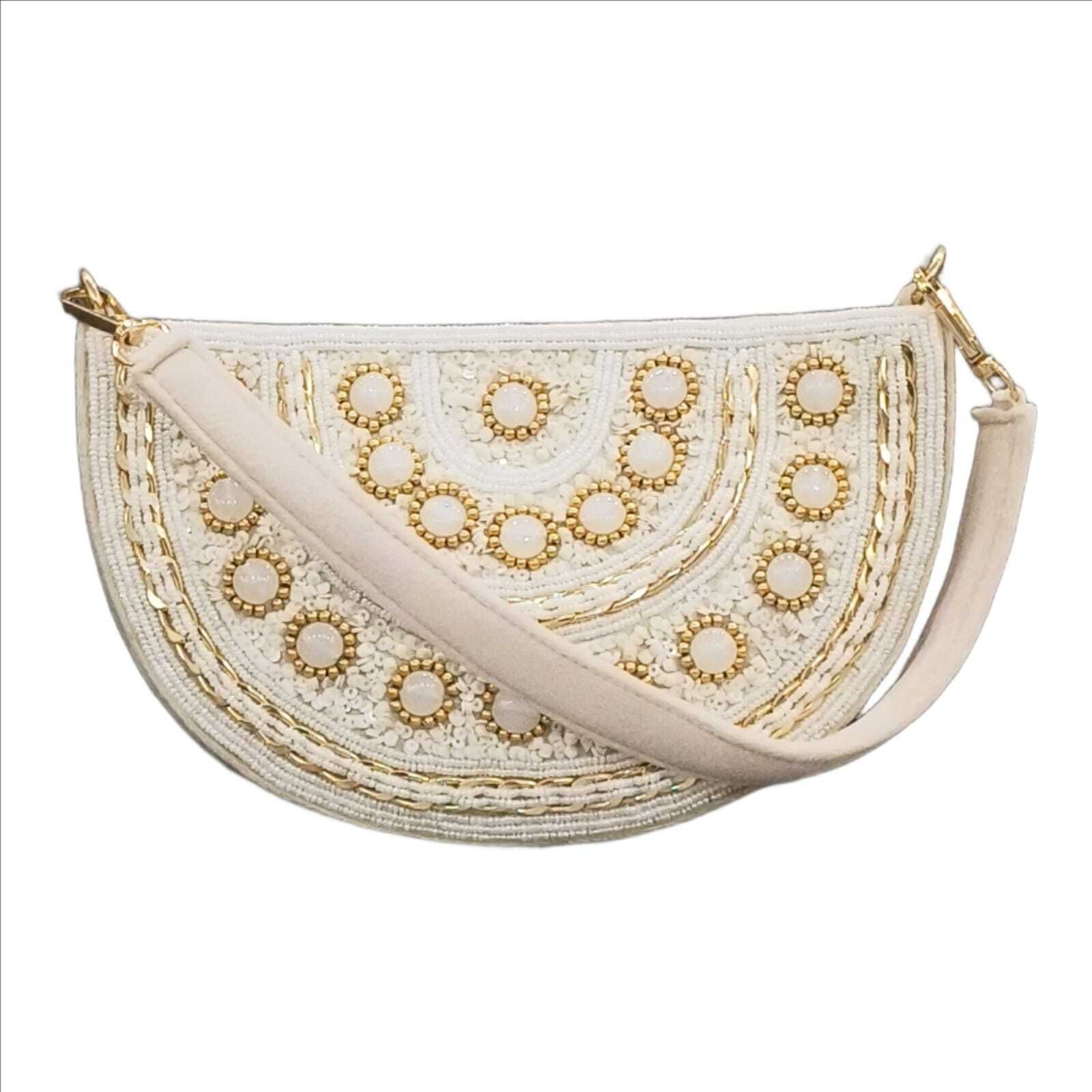 White Women Clutch Women's Heavy Detailing Sling Purse-image-30