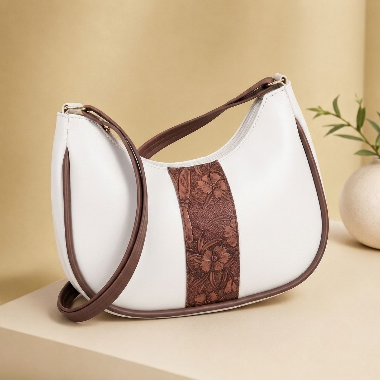 White Women Sling Bag Half Moon Sling Bag for Girls Latest Crossbody Sling Bag for Women & Girls-image-0