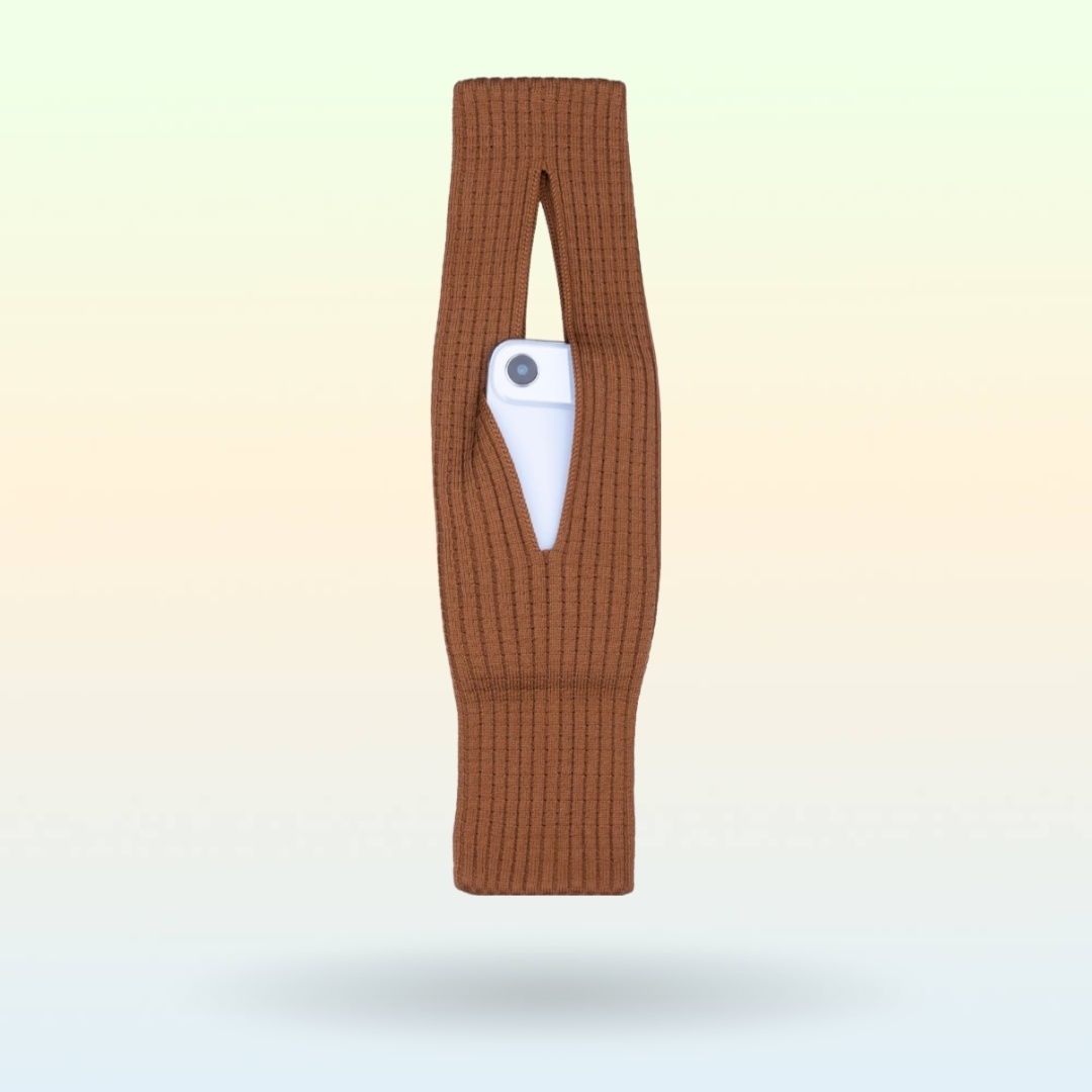 Brown Men & Women Sling Bag Mobile Phone Pocket 3D Knitted Scarf Phone Holder Sleeve, Unisex,Size (40cm) S50-image-38