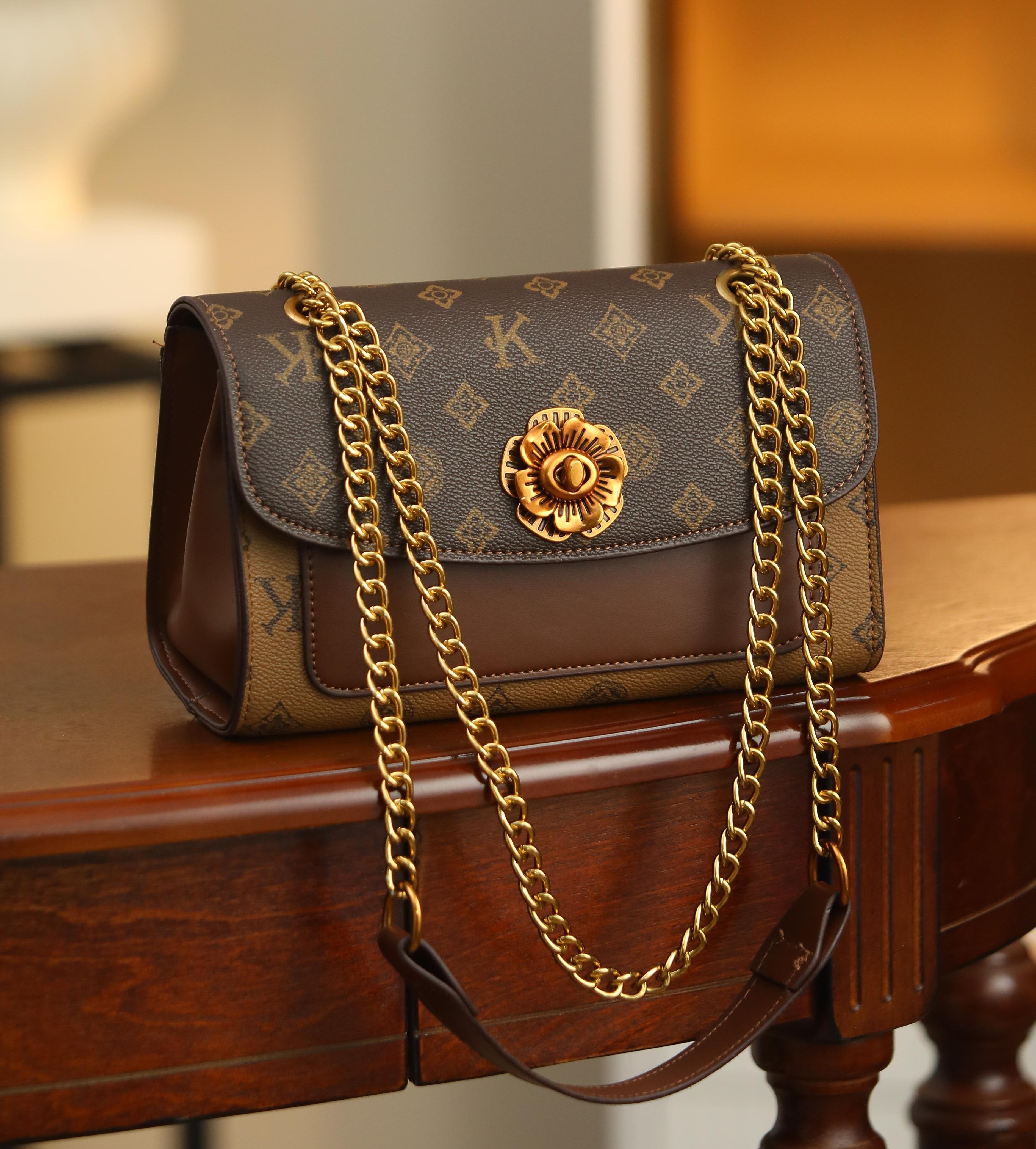 Brown, Tan Women Sling Bag Stylish Trendy Monogram Designer-image-4