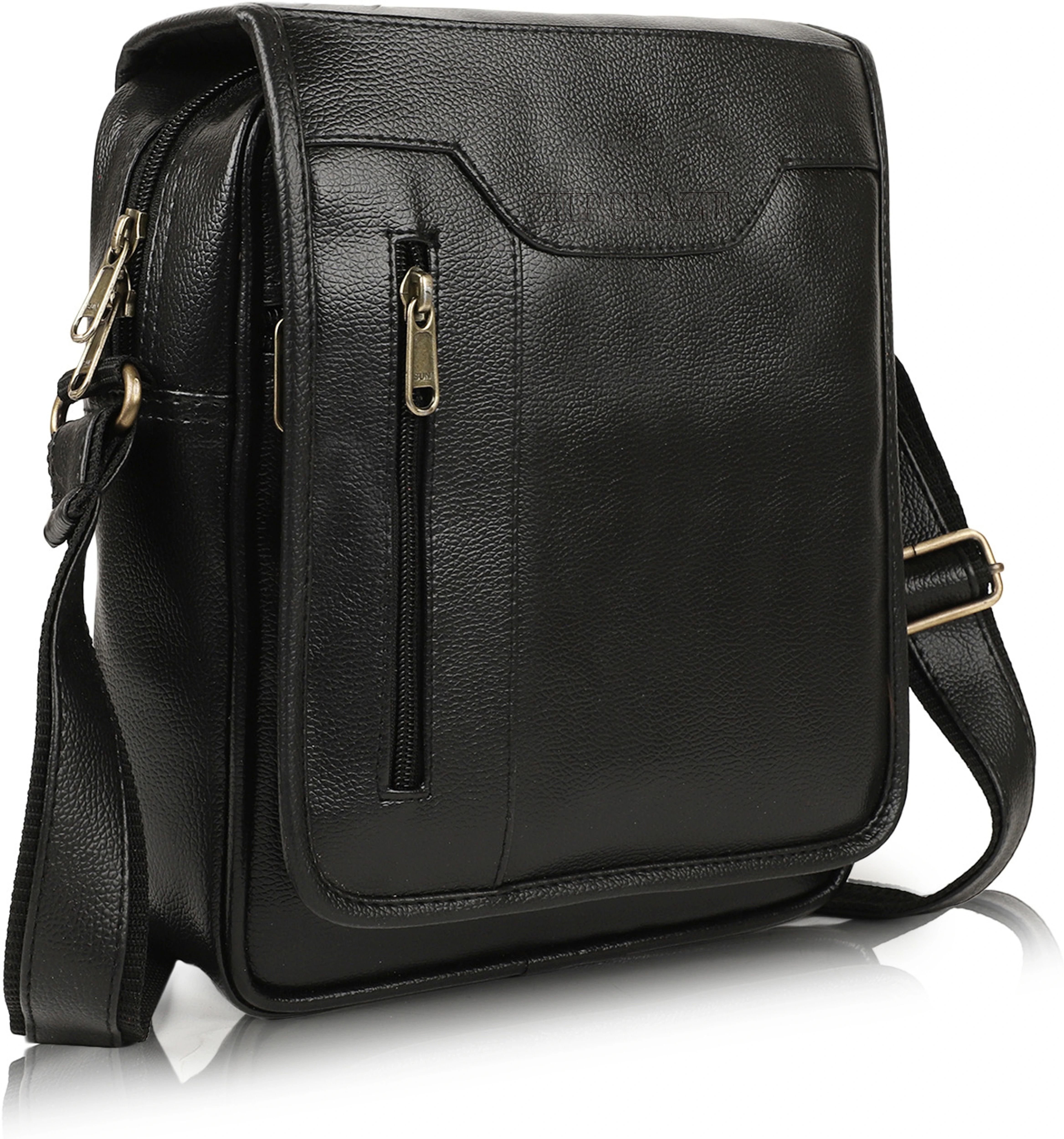 zipcraze Black Men Sling Bag Vegan Leather crossbody/Shoulder/Unsex Sling Bag with Padded Tab Compartment-picture-35