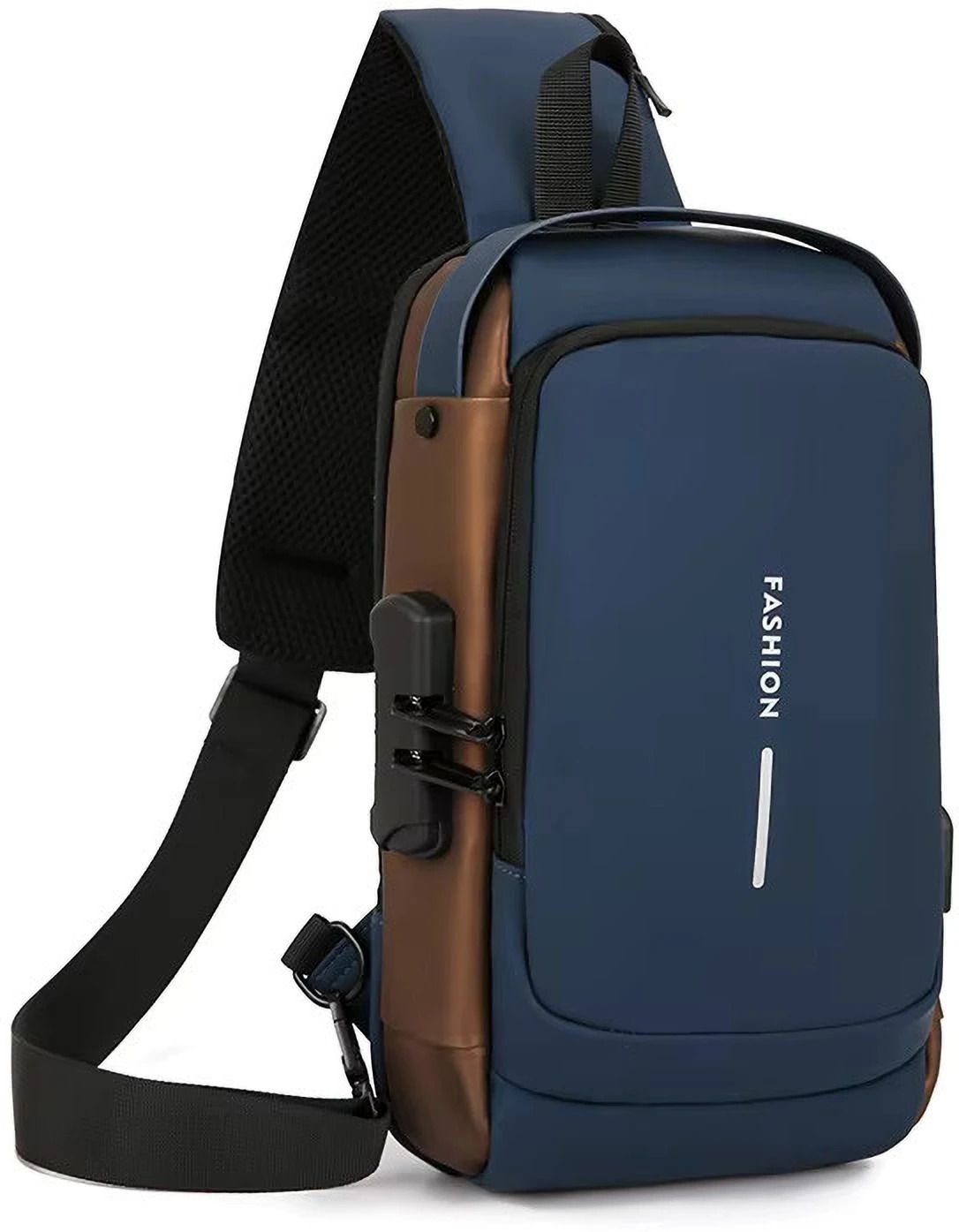 Blue, Brown Men & Women Sling Bag Anti-Theft, Waterproof, USB Charging, Crossbody Sling Bag with Adjustable Strap