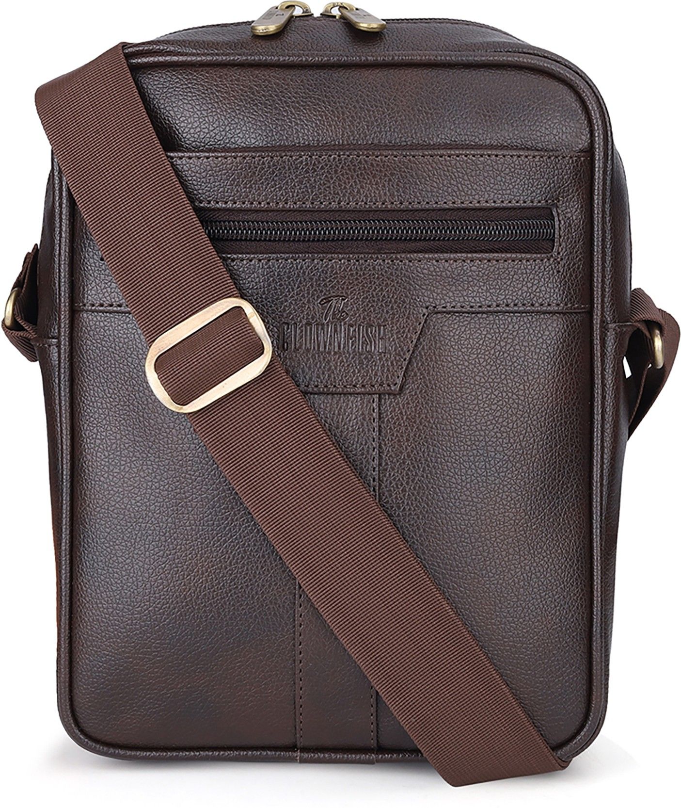 the clownfish Brown Men & Women Sling Bag Fiona Series Faux Leather Sling Bag (Dark Brown)-picture-47
