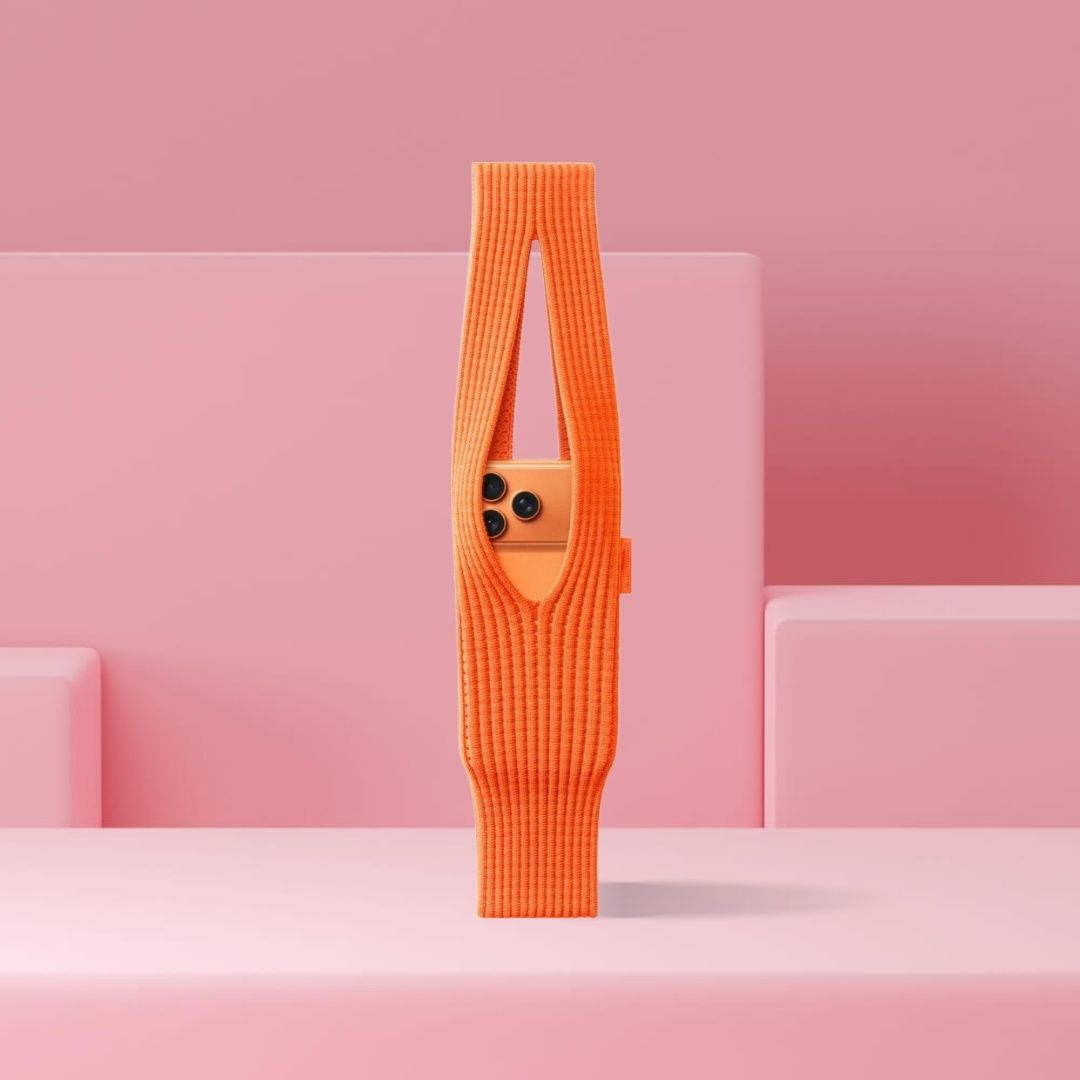 Orange Men & Women Sling Bag Mobile Phone Pocket 3D Knitted Scarf Phone Holder Sleeve, Unisex,Size (40cm) S24-image-47