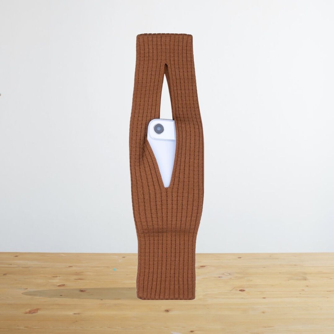 Brown Men & Women Sling Bag Mobile Phone Pocket 3D Knitted Scarf Phone Holder Sleeve, Unisex,Size (40cm) S26-image-40