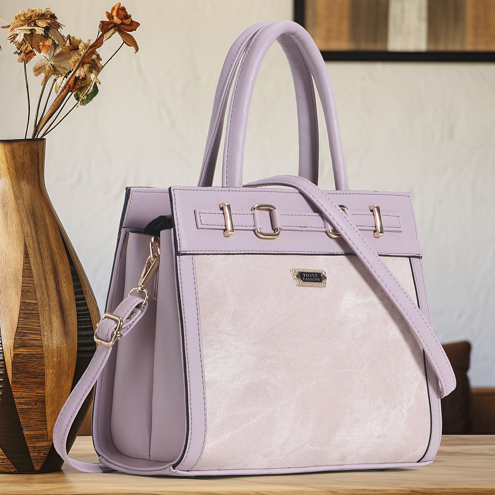 Pink Women Hand-held Bag Elegance Satchel Fiesto Luxe Carry-image-10