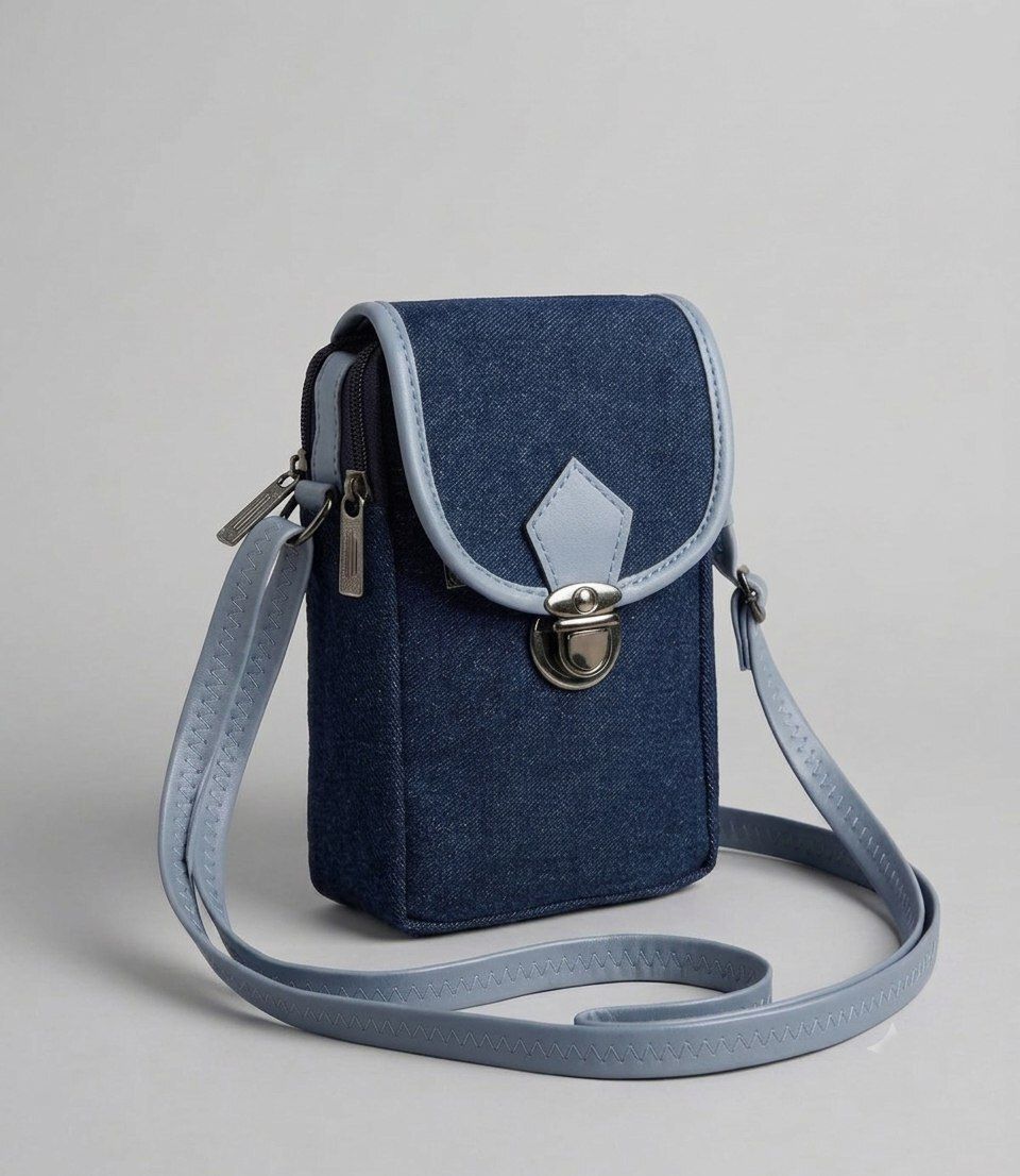Blue Men & Women Sling Bag Denim Bukkle Pattern Dark Blue Slingbag-image-48