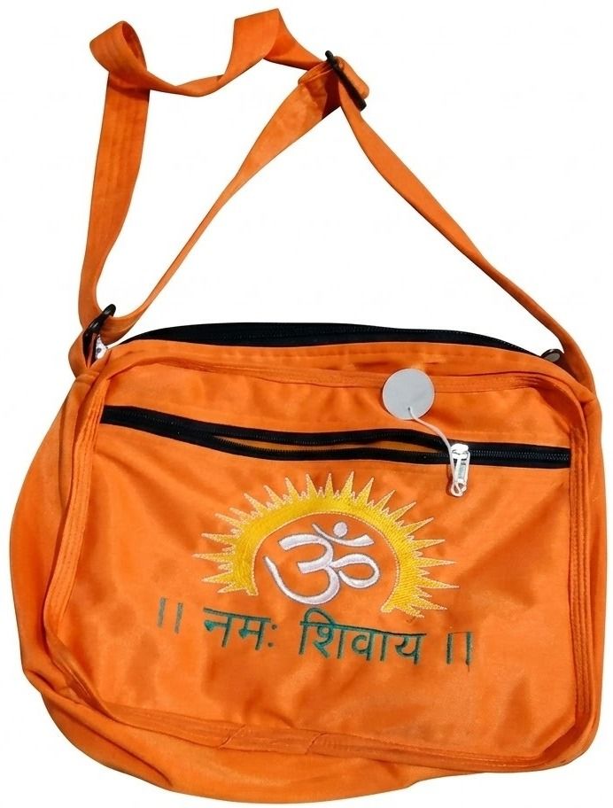 Orange Men & Women Sling Bag Orange Om Namah Shivay Religious Sling Bag | Adjustable Shoulder Bag-image-18