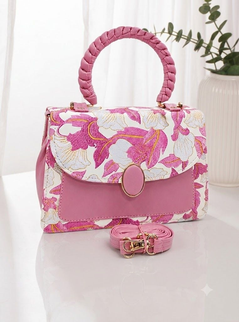 here&now Pink Women Sling Bag Floral Sling Bag For Women and Girls-picture-10