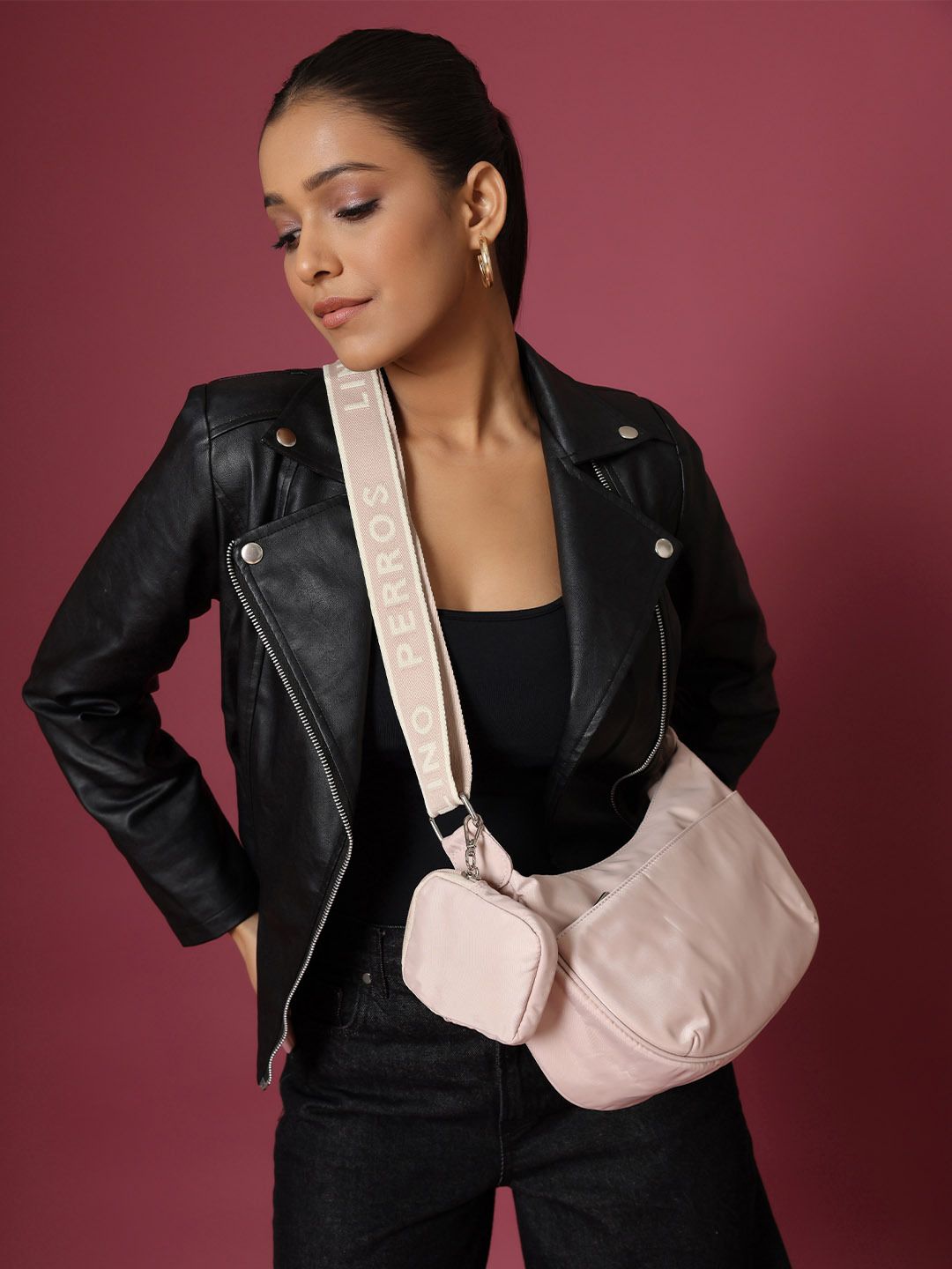 lino perros Pink Men & Women Sling Bag Women's Peach Crossbody Bag-picture-14