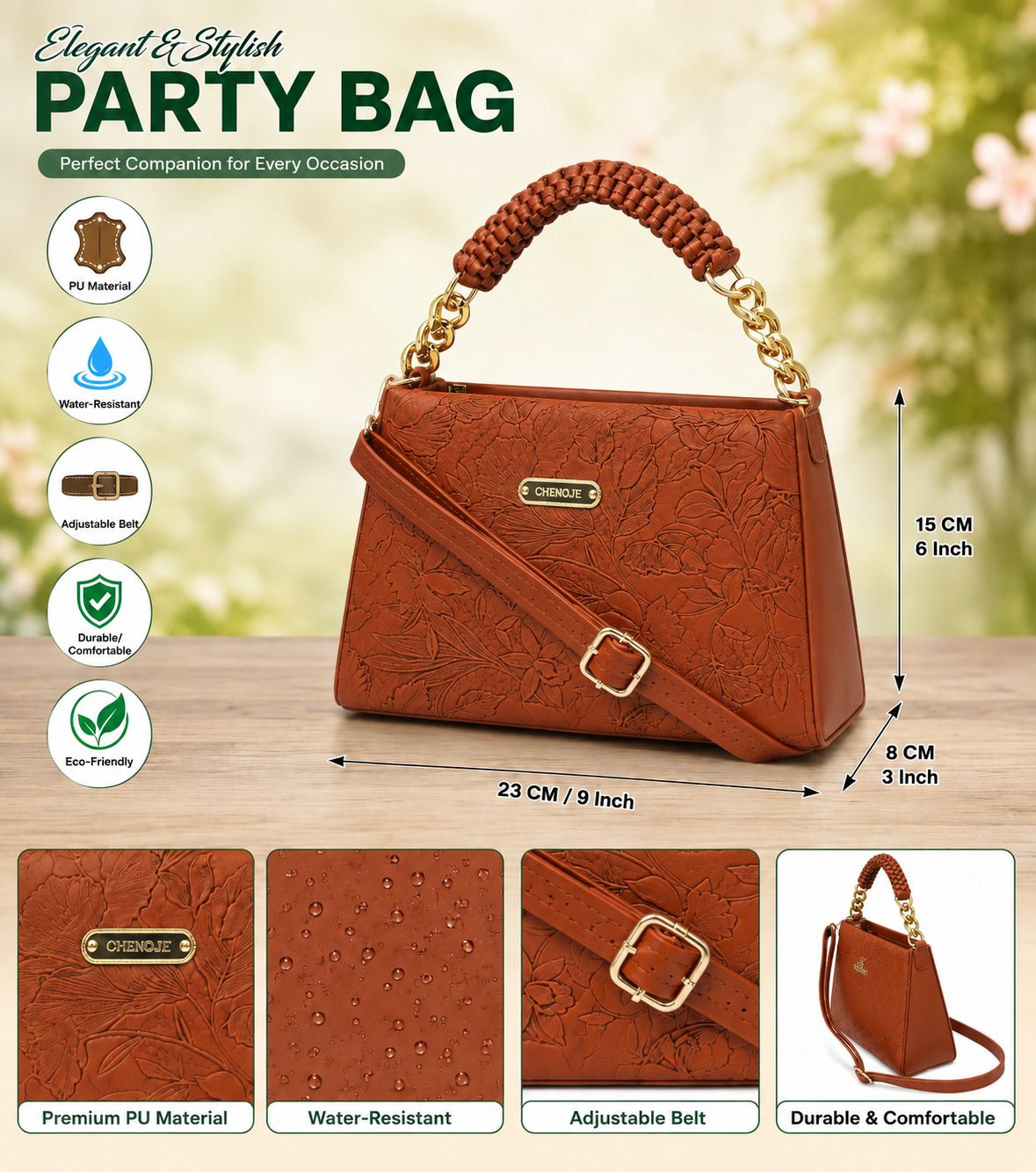 Tan Women Sling Bag Stylish side bag for women branded crossbody party wear shoulder handbags-image-3