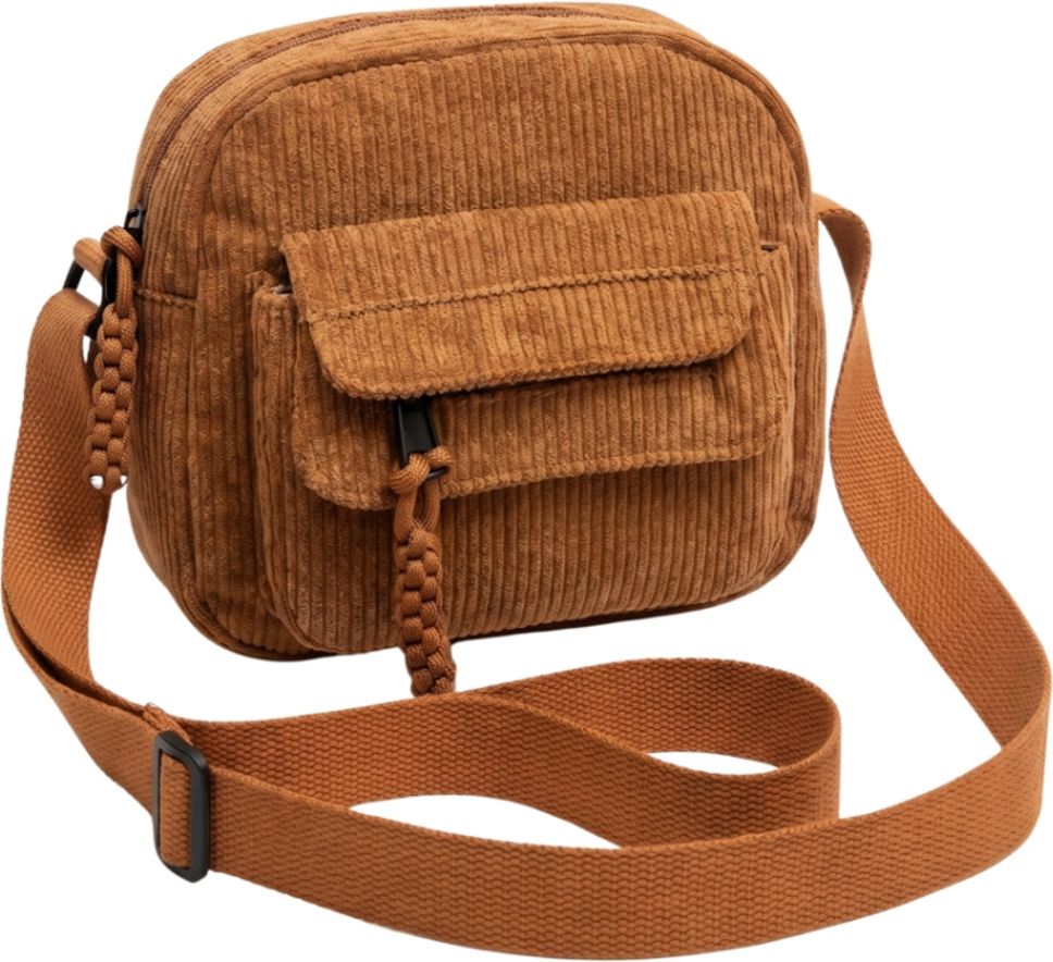 Brown Women Sling Bag Women's Corduroy Sling Bag with Adjustable Strap for Casual Travel & Daily Use-image-23