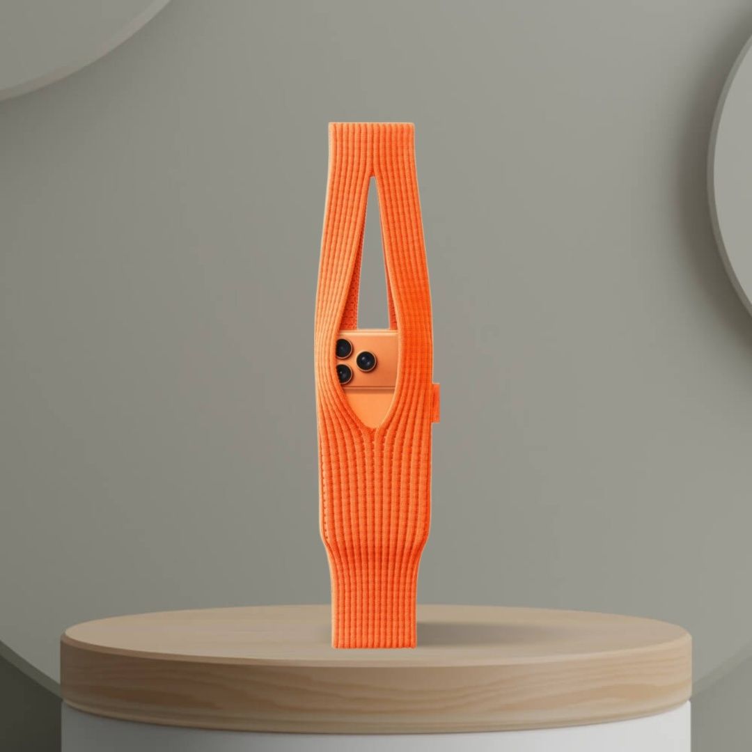 Orange Men & Women Sling Bag Mobile Phone Pocket 3D Knitted Scarf Phone Holder Sleeve, Unisex,Size (40cm) S32-image-42
